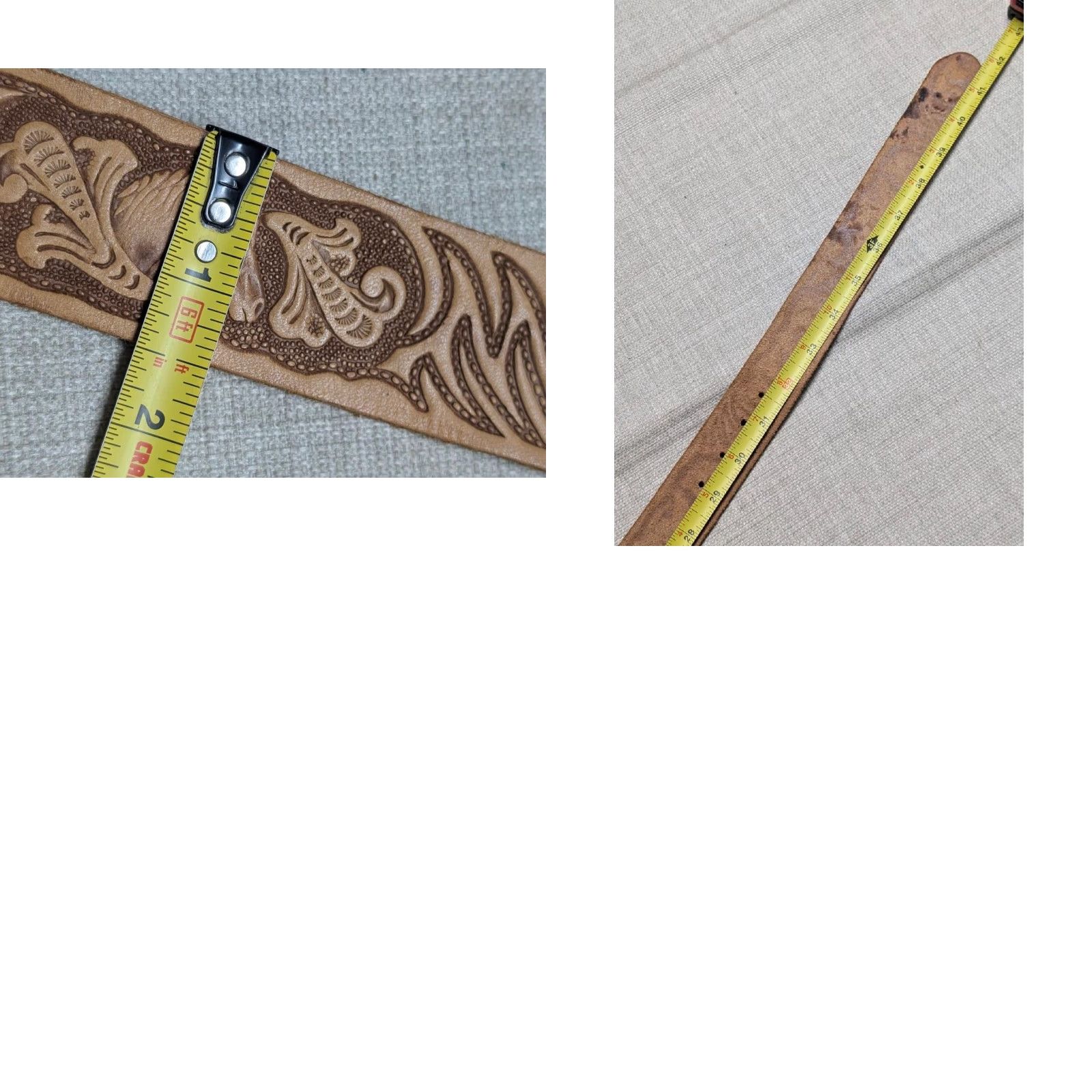 Vintage VINTAGE handcrafted western belt Tooled brown leather 36 belt 1-1/2" buckle WESTERN belt for Men Size 36 - 8 Thumbnail