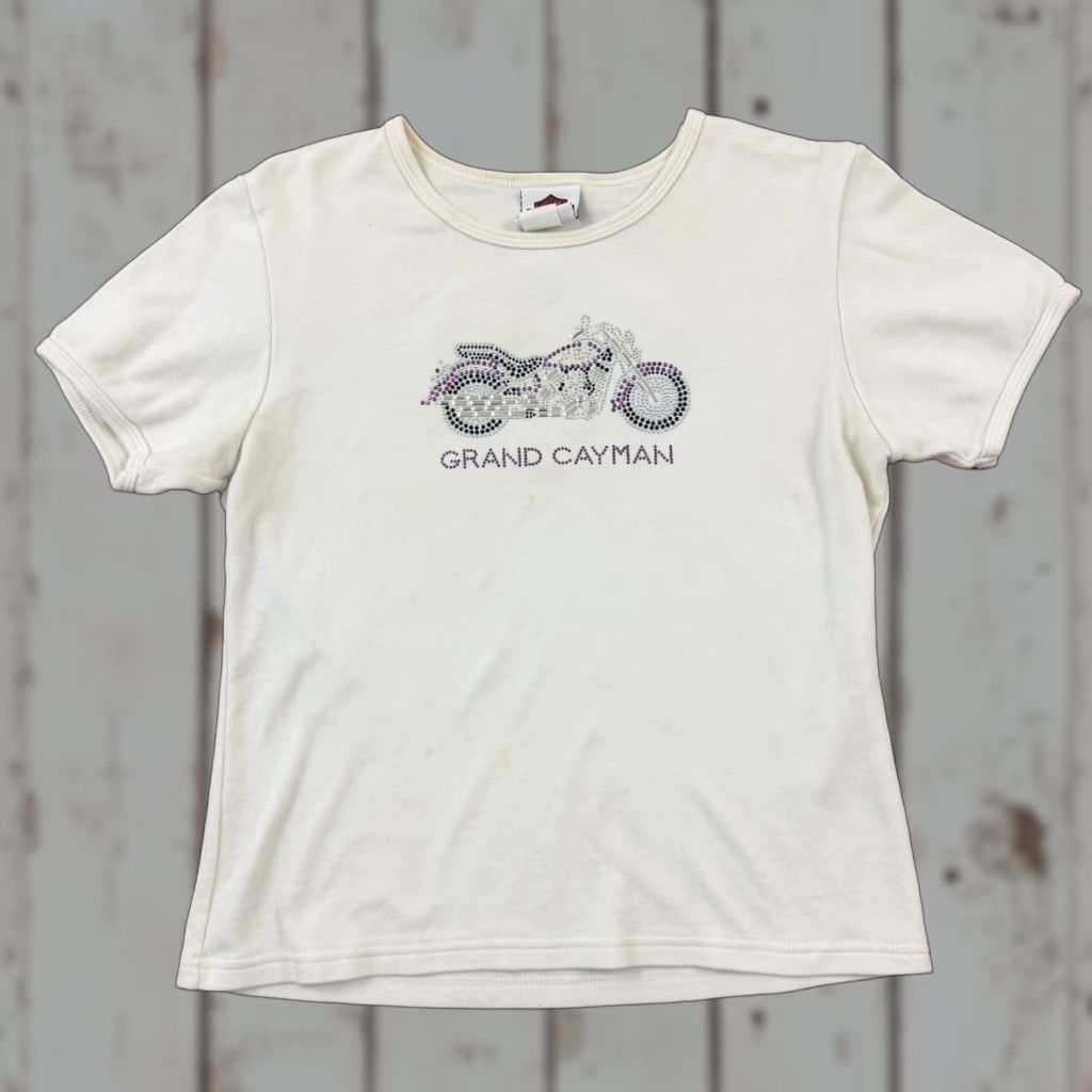 Harley Davidson VINTAGE Harley-Davidson Shirt Womens L White Studded Motorcycle USA T-Shirt Casual KnITTed Cotton Short Sleeve Size L / US 10 / IT 46 - 1 Thumbnail