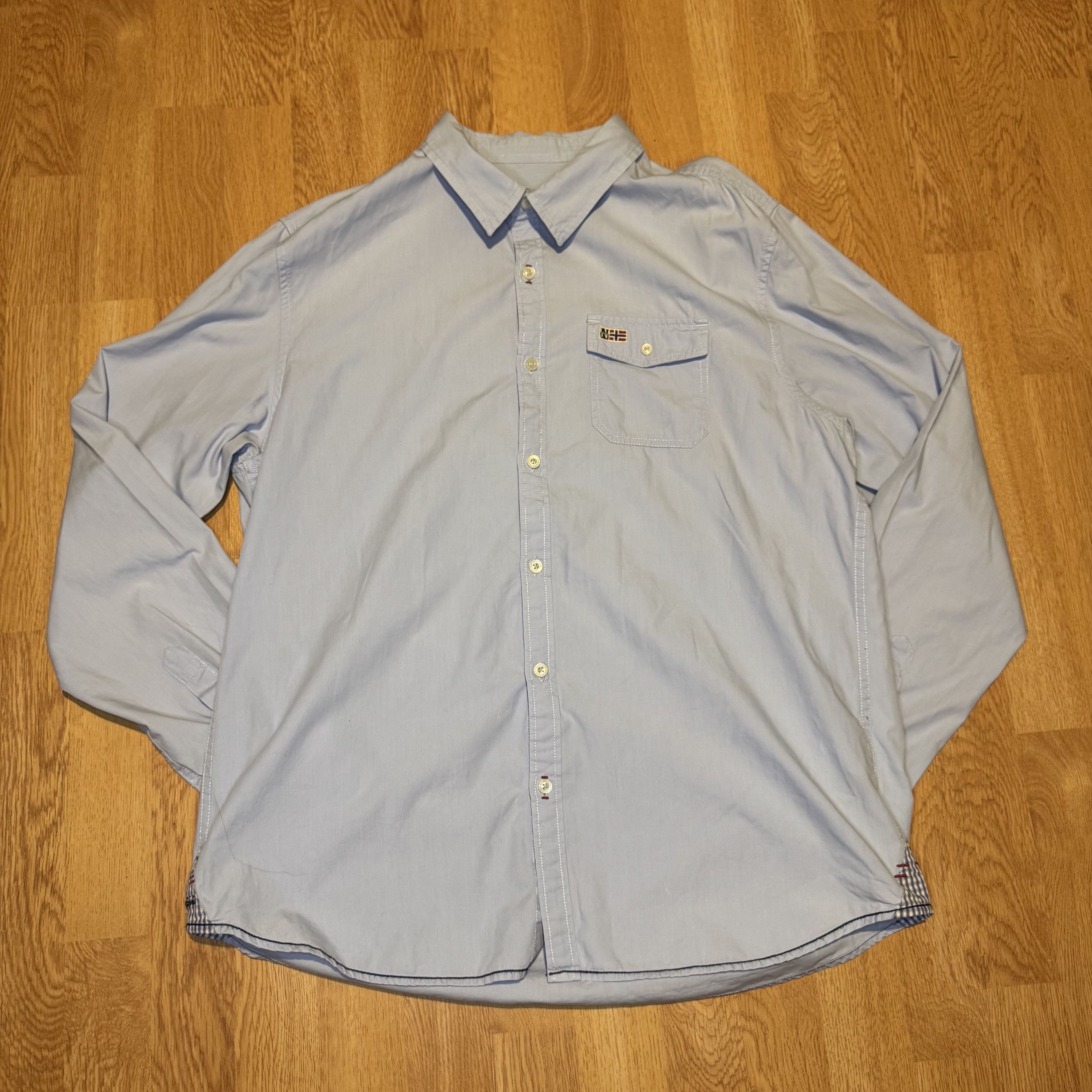 Napapijri Napapijri Geographic Light Blue Shirt XXL Norway Flag Patch Size US XXL / EU 58 / 5 - 6 Thumbnail
