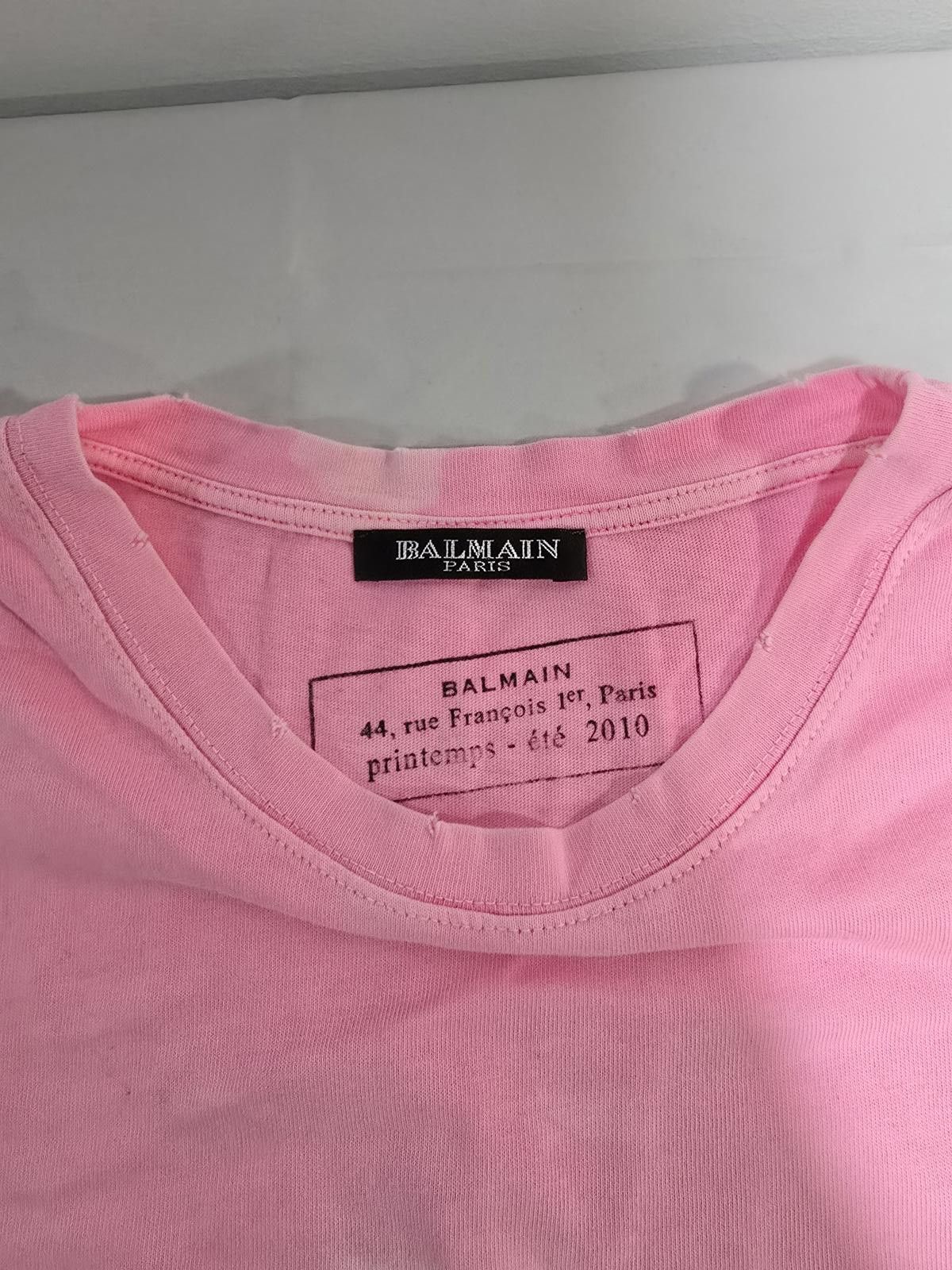 Balmain BALMAIN Paris Pink Distressed T-Shirt — SS2010 Collection Size US M / EU 48-50 / 2 - 2 Thumbnail