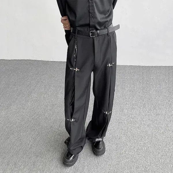 Japanese Brand Avant garde retro buckle pu leather mix pleated pants Size US 30 / EU 46 - 8 Thumbnail