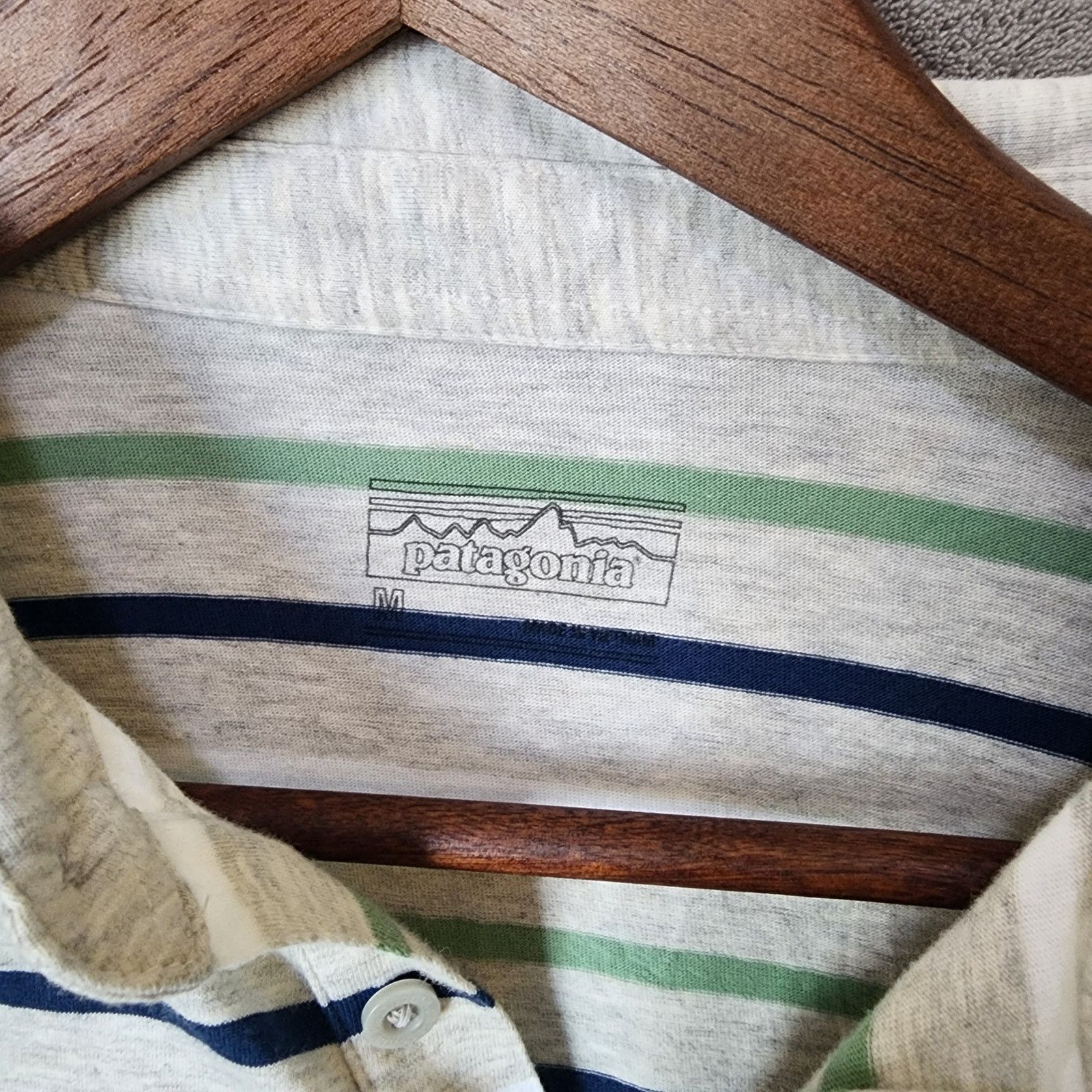 Patagonia Men’s Patagonia Polo Medium Gray Green Blue Organic Cotton Size US M / EU 48-50 / 2 - 2 Thumbnail