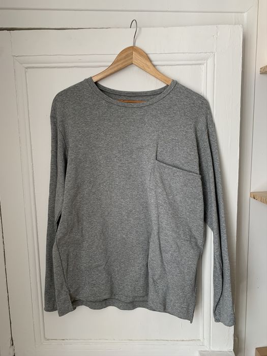 Still By Hand Still By Hand Oversized Pocket Long Sleeves Gray Tshirt ...