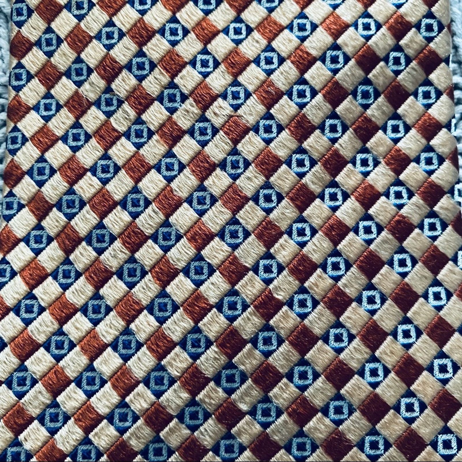 Tommy Hilfiger Tommy Hilfiger orange and gold diamond patterned tie Size ONE SIZE - 3 Thumbnail
