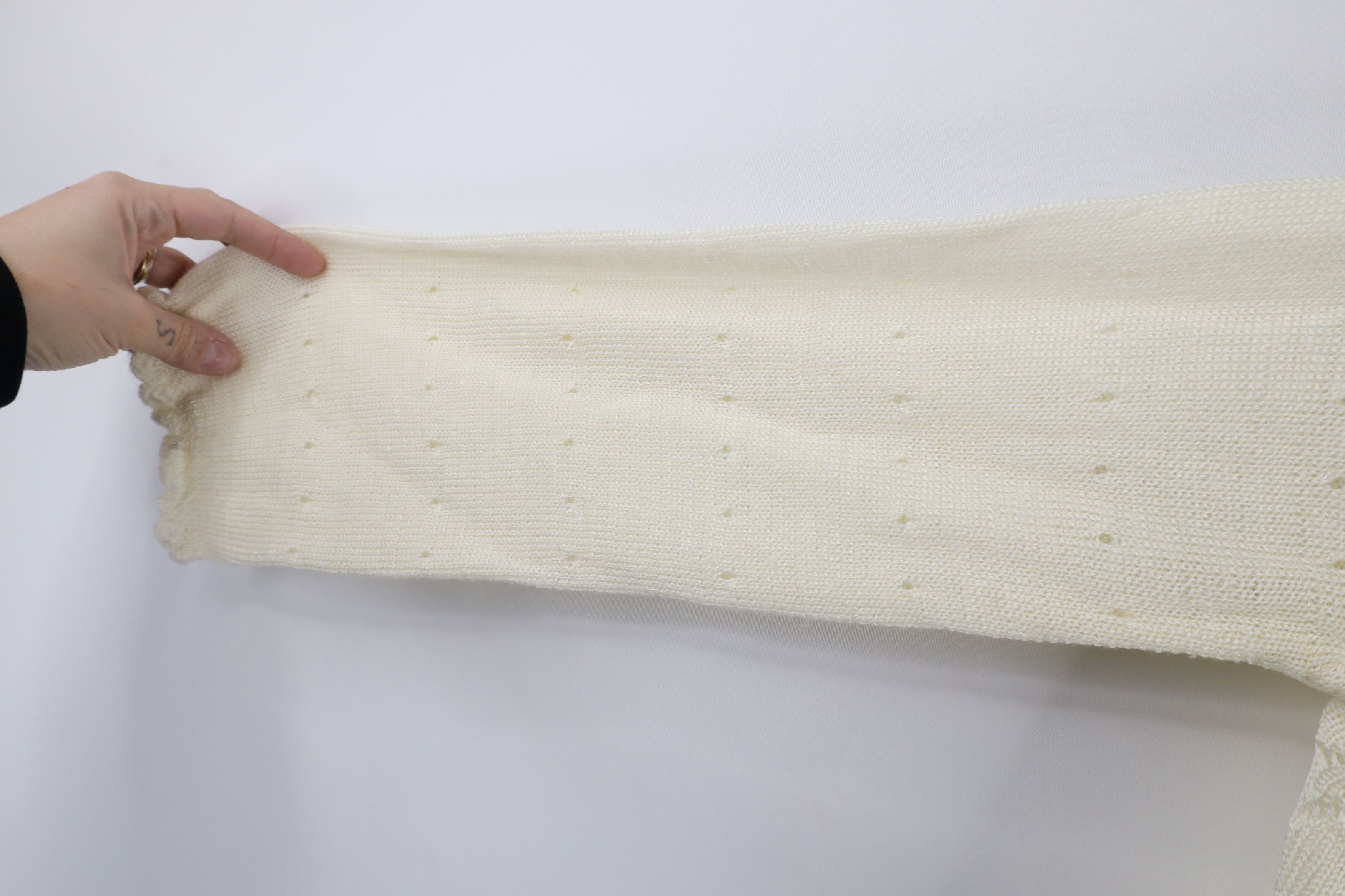 Vintage Vintage 60s 70s Boho Chic Frilled Flared Sleeve Knit Sweater Size L / US 10 / IT 46 - 6 Thumbnail