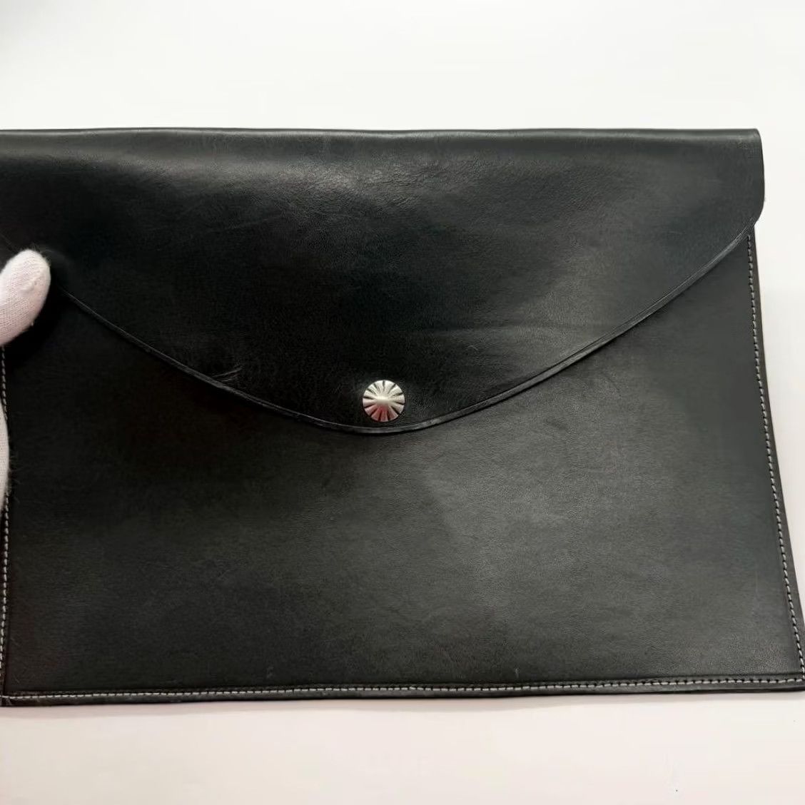 Ralph Lauren RRL Ralph Lauren Clutch Bag Leather Black Concho-button Pre-owned Men's Size ONE SIZE - 2 Thumbnail
