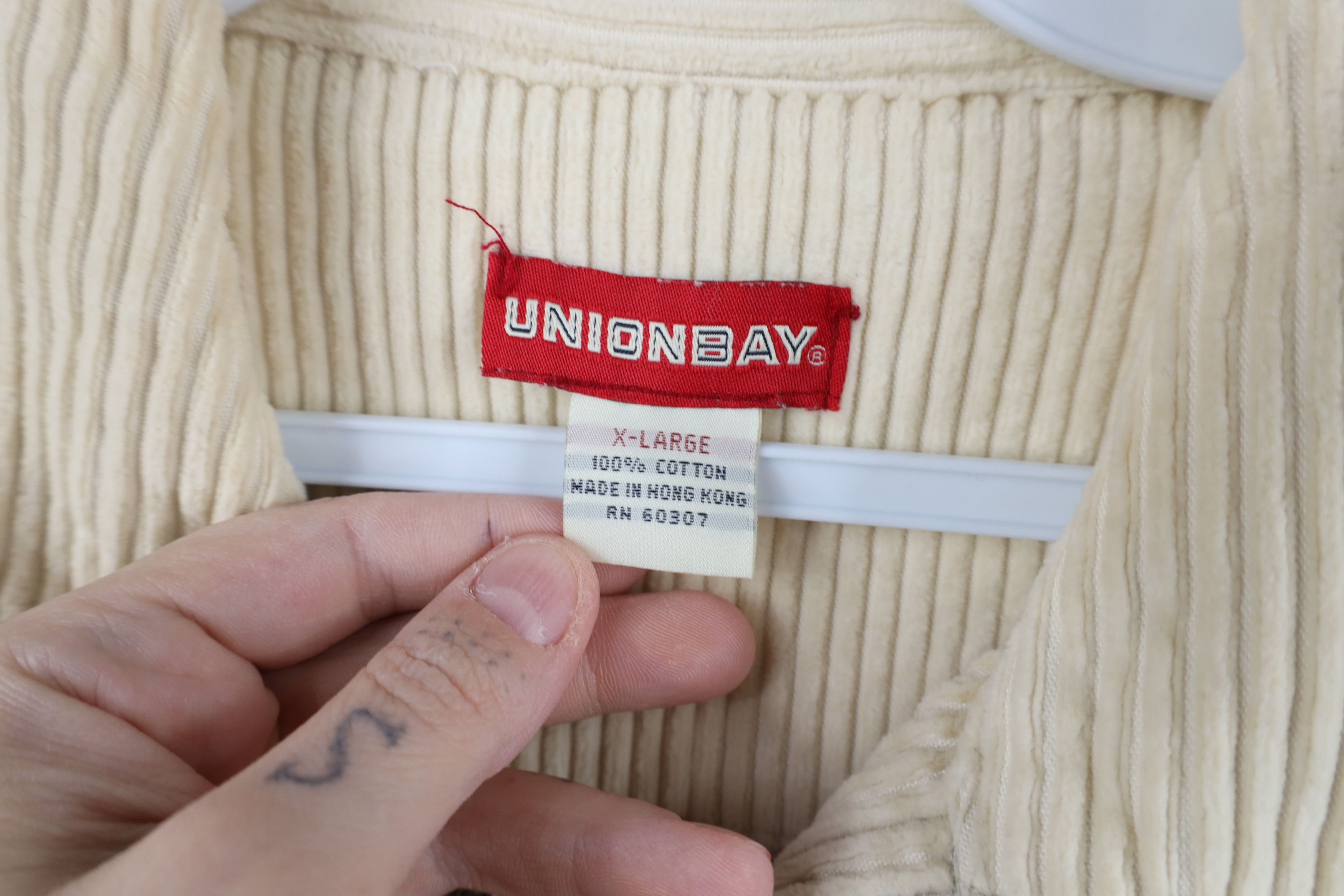 UNIONBAY × Vintage Vintage 90s Unionbay Baggy Fit Corduroy Shirt Jacket Beige Size XL / US 12-14 / IT 48-50 - 9 Thumbnail