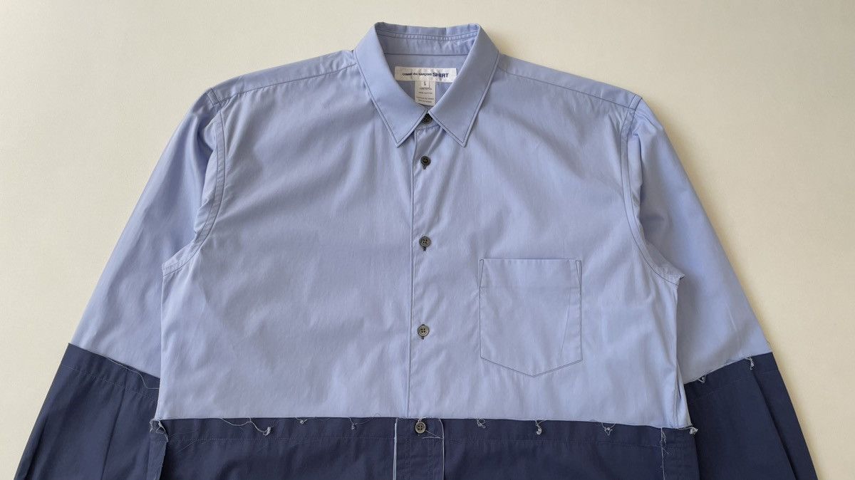Comme des Garcons ‘Reworked Raw Hem’ Blue Cotton Shirt Size US L / EU 52-54 / 3 - 2 Thumbnail