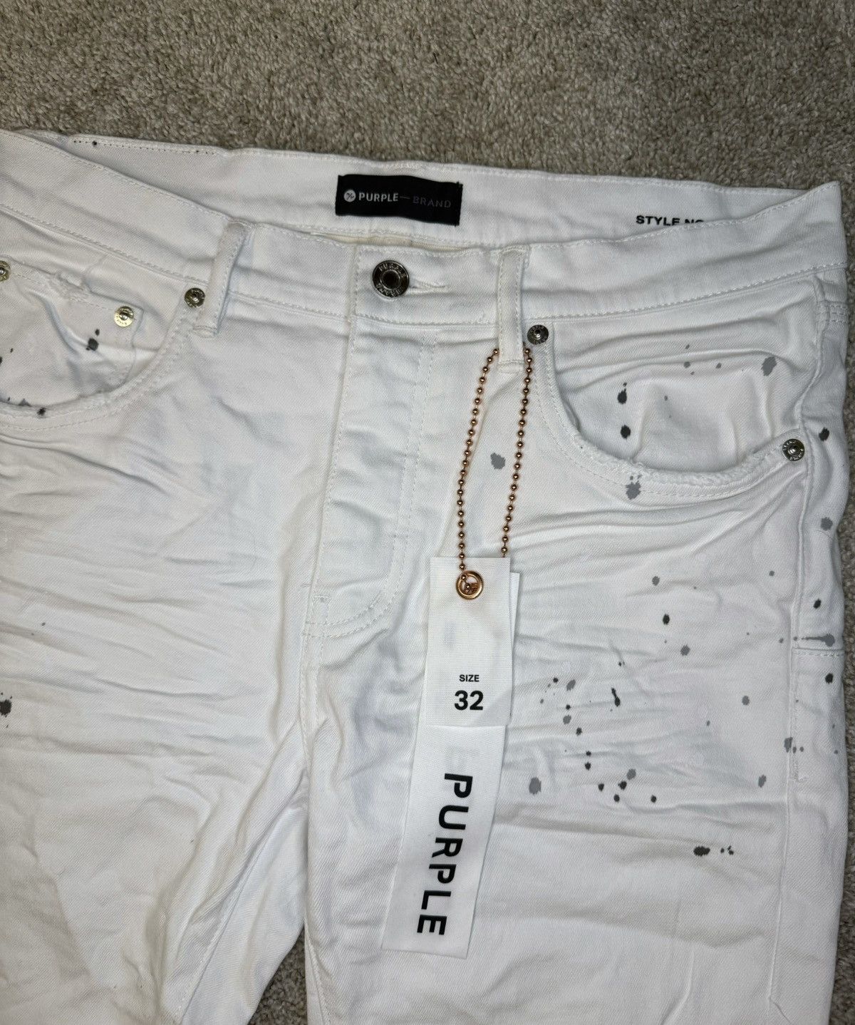 Purple Brand Purple Brand Optic White Paint Blowout Jeans Size US 32 / EU 48 - 3 Thumbnail