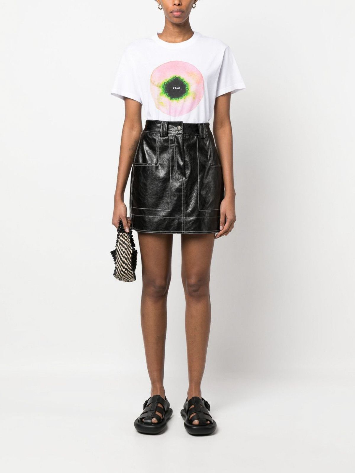 Chloe o1y0825 Short Sleeves T-Shirt in White Size L / US 10 / IT 46 - 5 Thumbnail
