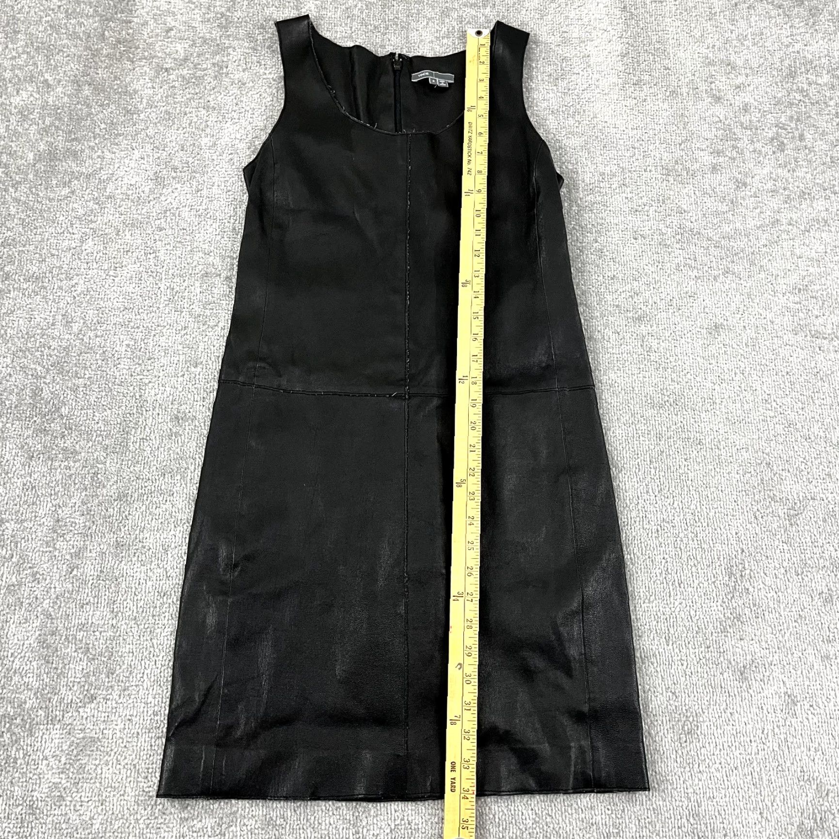 Vince Vince Dress Womens Short Leather Bodycon LBD Sleeveless Black 4 Zip Scoop Neck Stretch Pockets Classic Designer Sexy Size S / US 4 / IT 40 - 4 Thumbnail