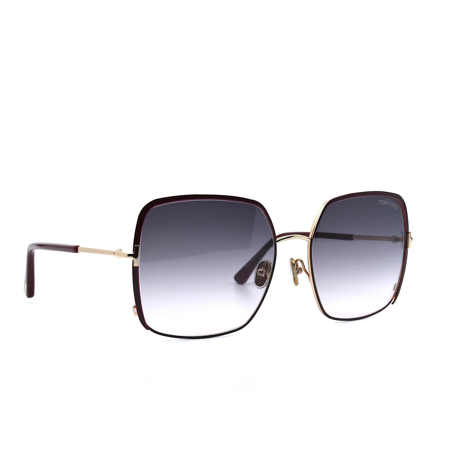 Tom Ford TOM FORD RAPHAELA TF1006 69W GOLD BURGUNDY SMOKE SUNGLASSES Size ONE SIZE - 1 Thumbnail