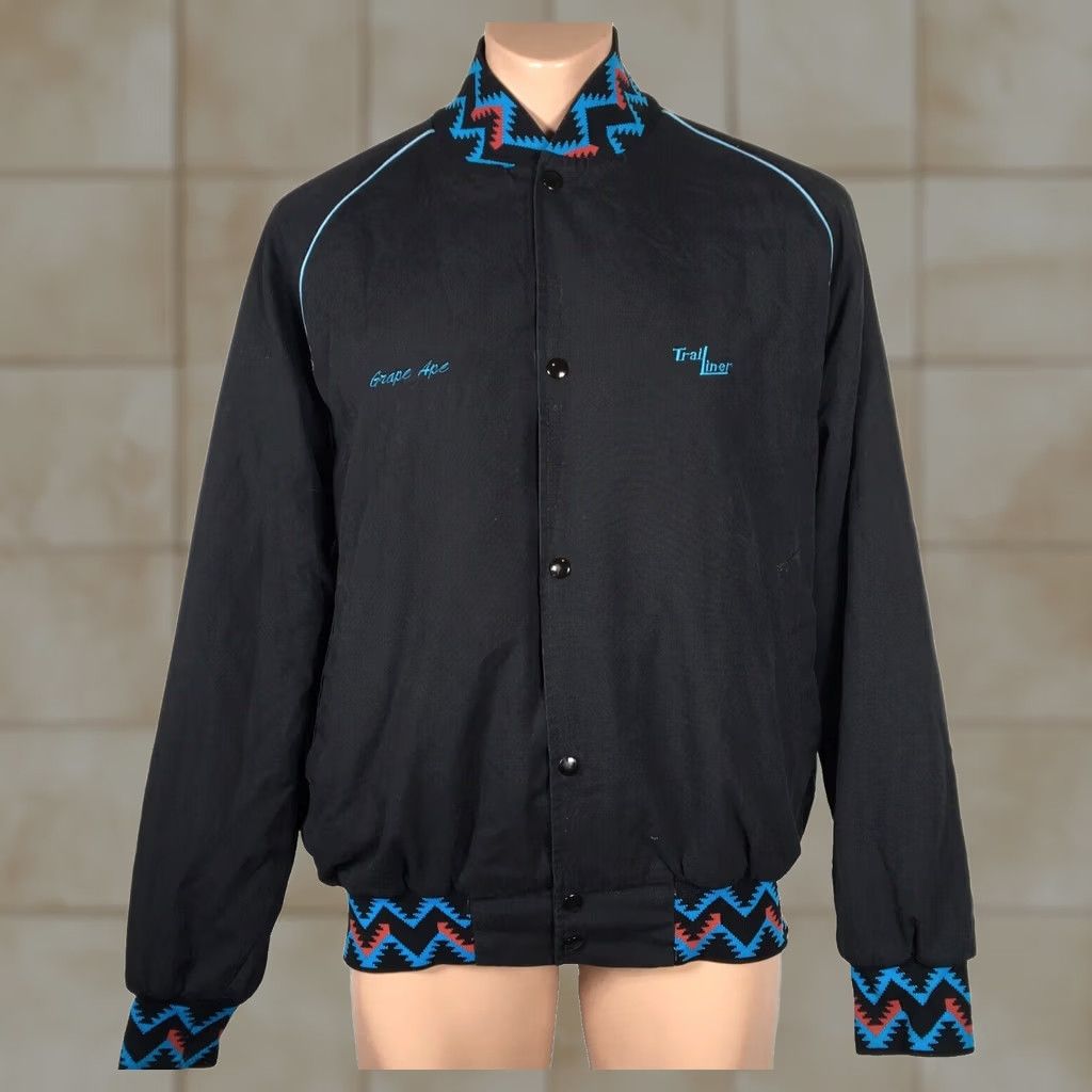 Vintage 90s Trailiner Trucking Jacket - Black - Aztec Tribal - Westark Size US XL / EU 56 / 4 - 1 Thumbnail