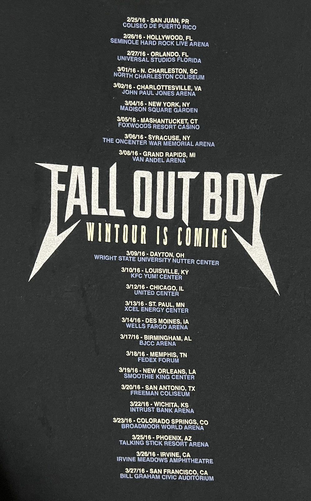Band Tees Fall Out Boy Wintour 2016 Tour Tee Black L Size US L / EU 52-54 / 3 - 3 Thumbnail