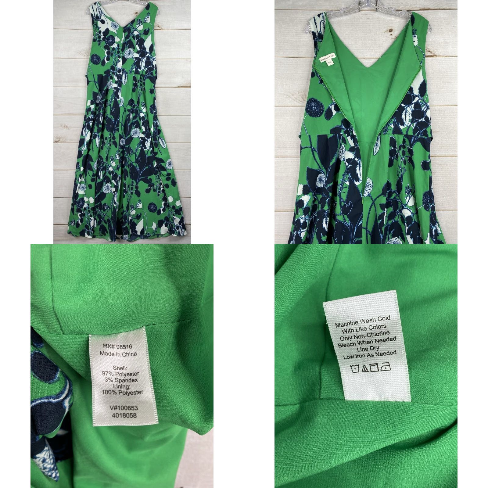 Coldwater Creek VINTAGE Coldwater Creek Maxi Dress Green Floral Classic Tie Waist V Neck Sleeveless Lined Size 10 Women's Boho Size L / US 10 / IT 46 - 8 Thumbnail