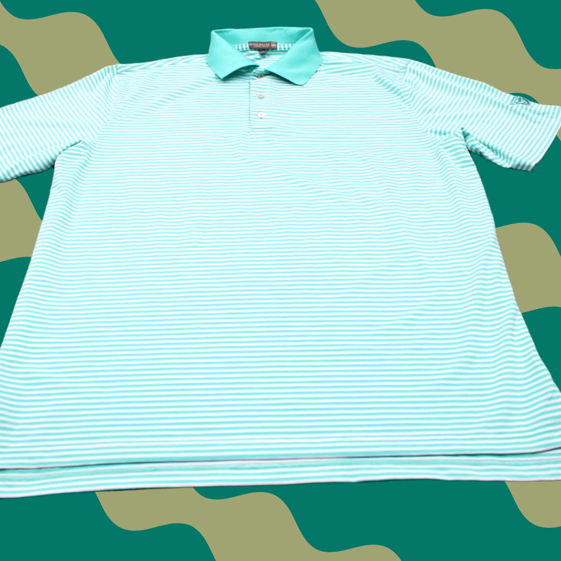 Peter Millar Peter Millar Summer Comfort Polo Shirt Mens Large Green Polyester Stretch S/S Golf Logo Left Sleeve Size US L / EU 52-54 / 3 - 1 Thumbnail