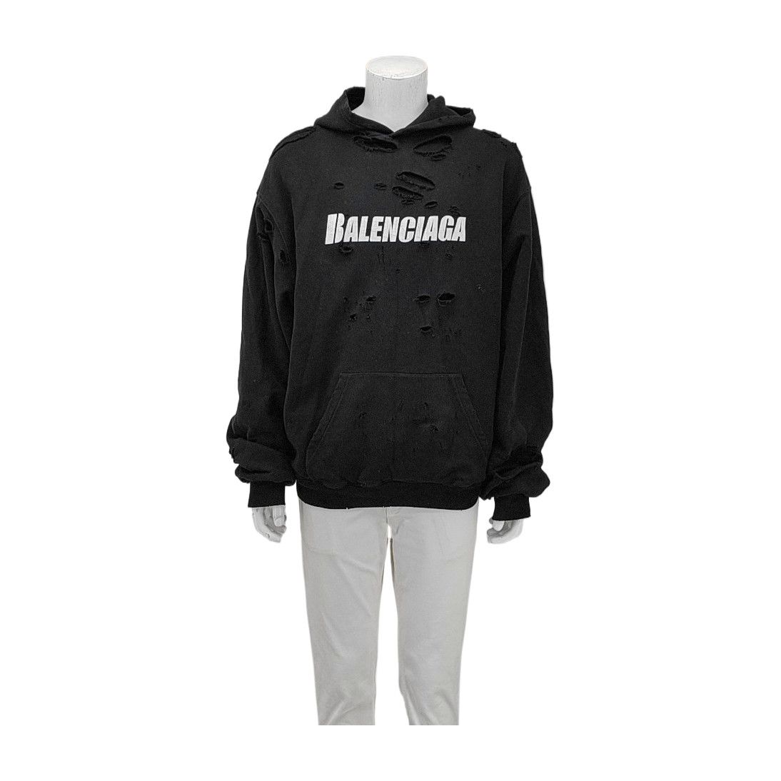 Balenciaga Balenciaga Distressed Logo Hoodie XXS Size US XXS / EU 40 - 1 Thumbnail