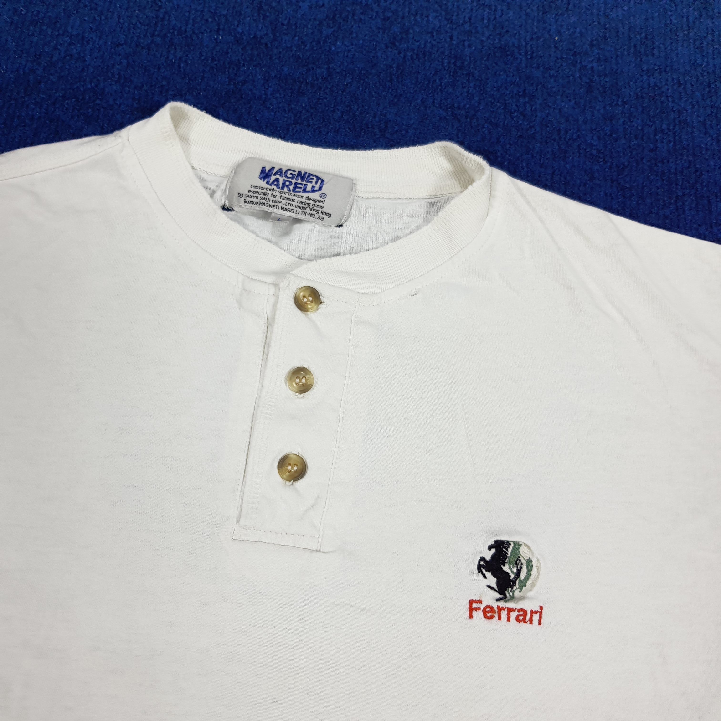 Ferrari × Vintage Vintage Ferrari by Magneti Marelli Motorsports Button Tshirt Size US M / EU 48-50 / 2 - 2 Thumbnail