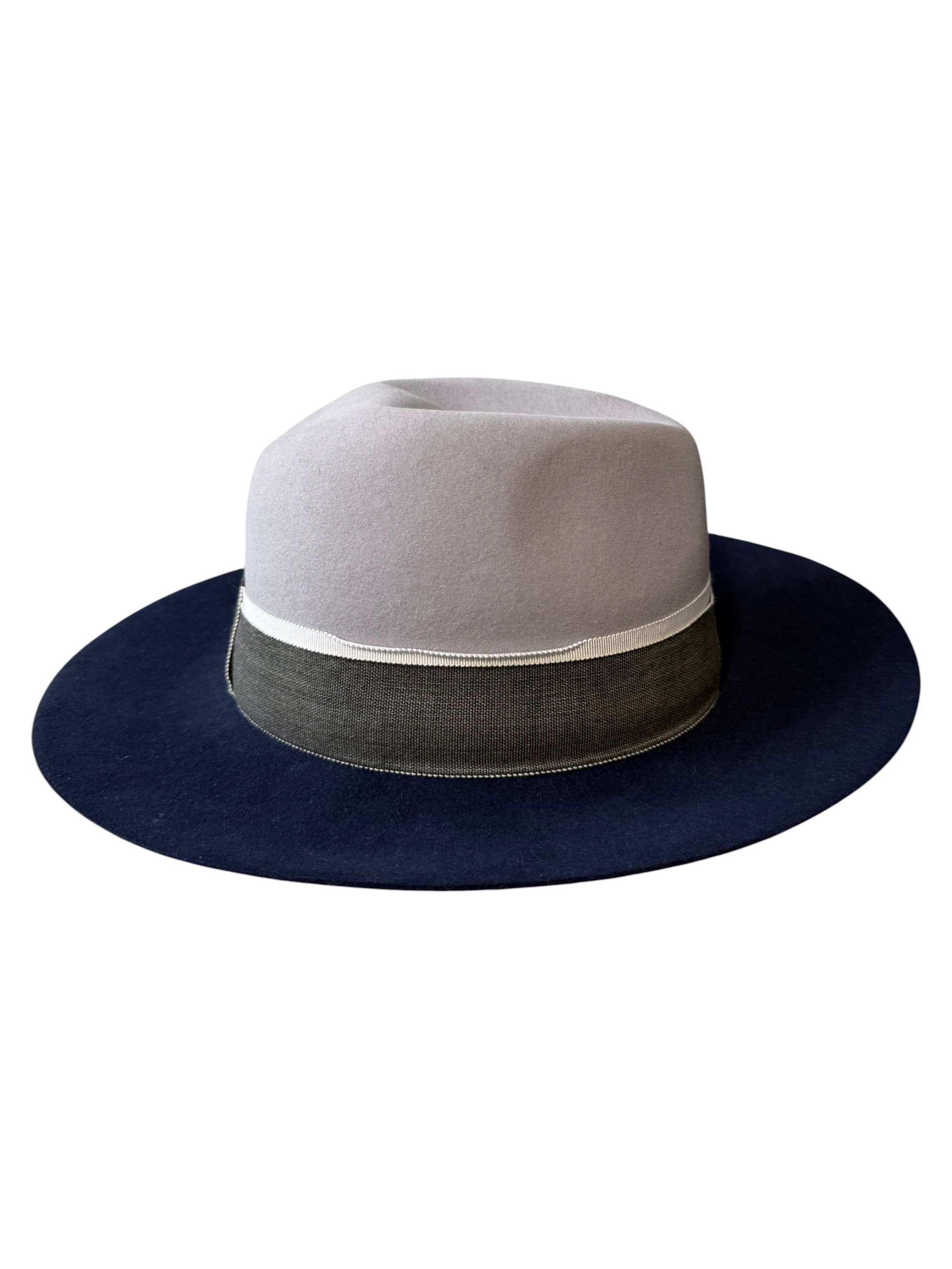 Maison Michel Maison Michel Paris Grey and Navy Virginie Wool-Felt Hat Size ONE SIZE - 3 Thumbnail