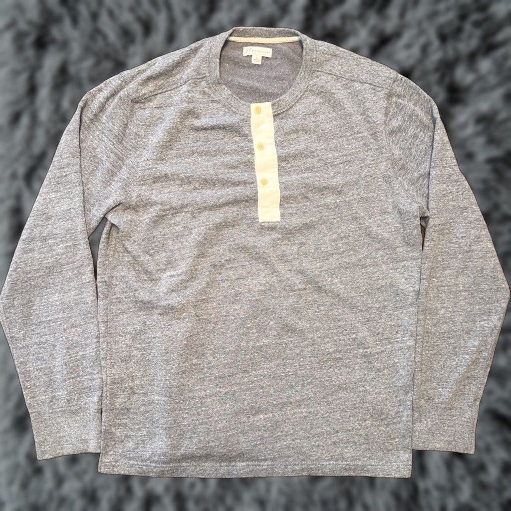 J.Crew J.CREW Knit Goods Shirt Mens Large Marled Gray Henley Long Sleeve Casual B7310 Size US L / EU 52-54 / 3 - 1 Thumbnail