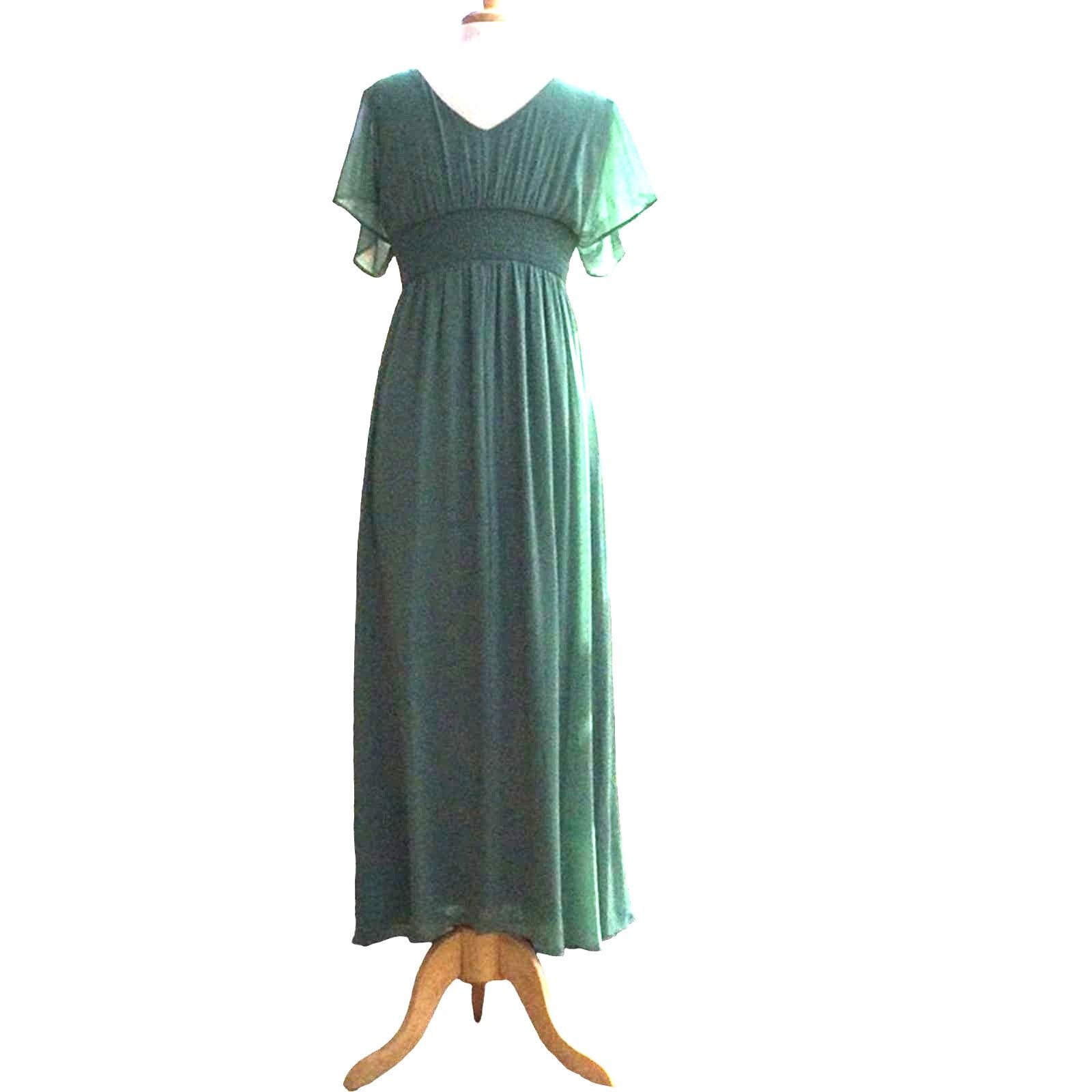 Other Ever Pretty Sage Green Lace Gauging Waist Evening Maxi Dress Size S / US 4 / IT 40 - 7 Thumbnail