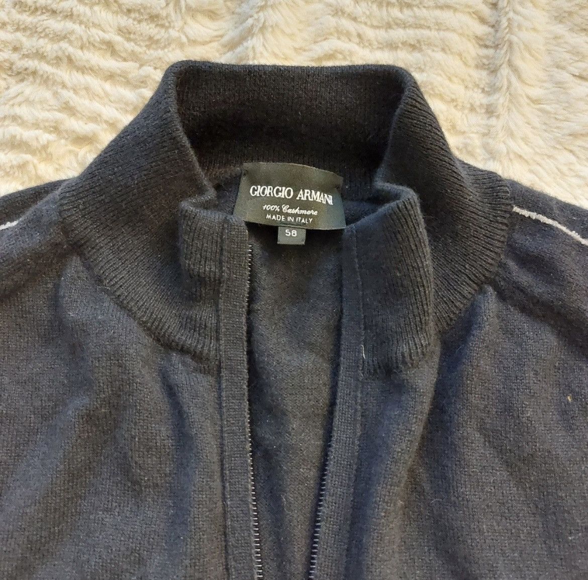 Giorgio Armani Vintage Giorgio Armani Cashmere Zip Up Sweater Size US XL / EU 56 / 4 - 2 Thumbnail