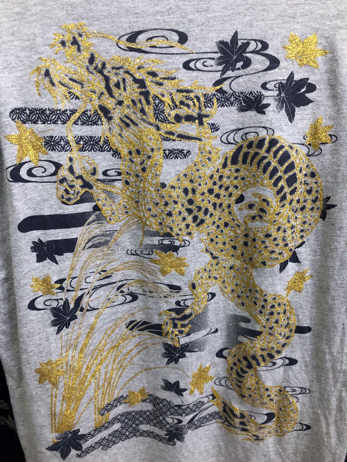 Japanese Brand OBLO Japanese Dragon Long Sleeve Gold Foil Print Size US S / EU 44-46 / 1 - 14 Thumbnail
