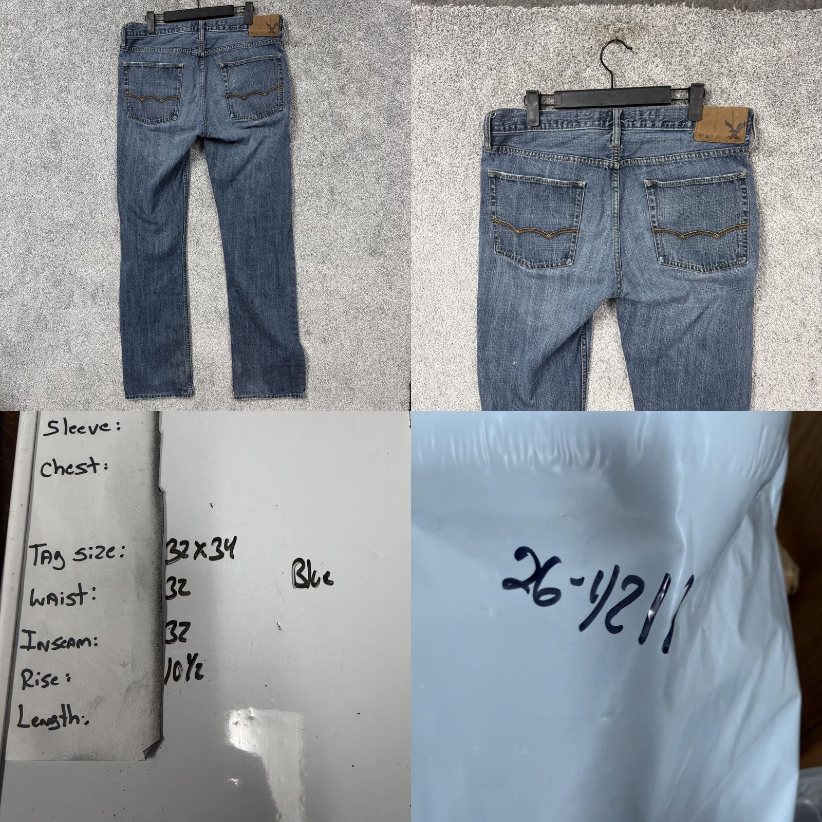 American Eagle Outfitters American Eagle Outfitters Jeans Mens 32x32 Blue Original Straight Denim Classic Grunge 5-Pocket Mens Regular Rise Mid Cotton Denim Pockets Button Zip Size US 32 / EU 48 - 9 Thumbnail