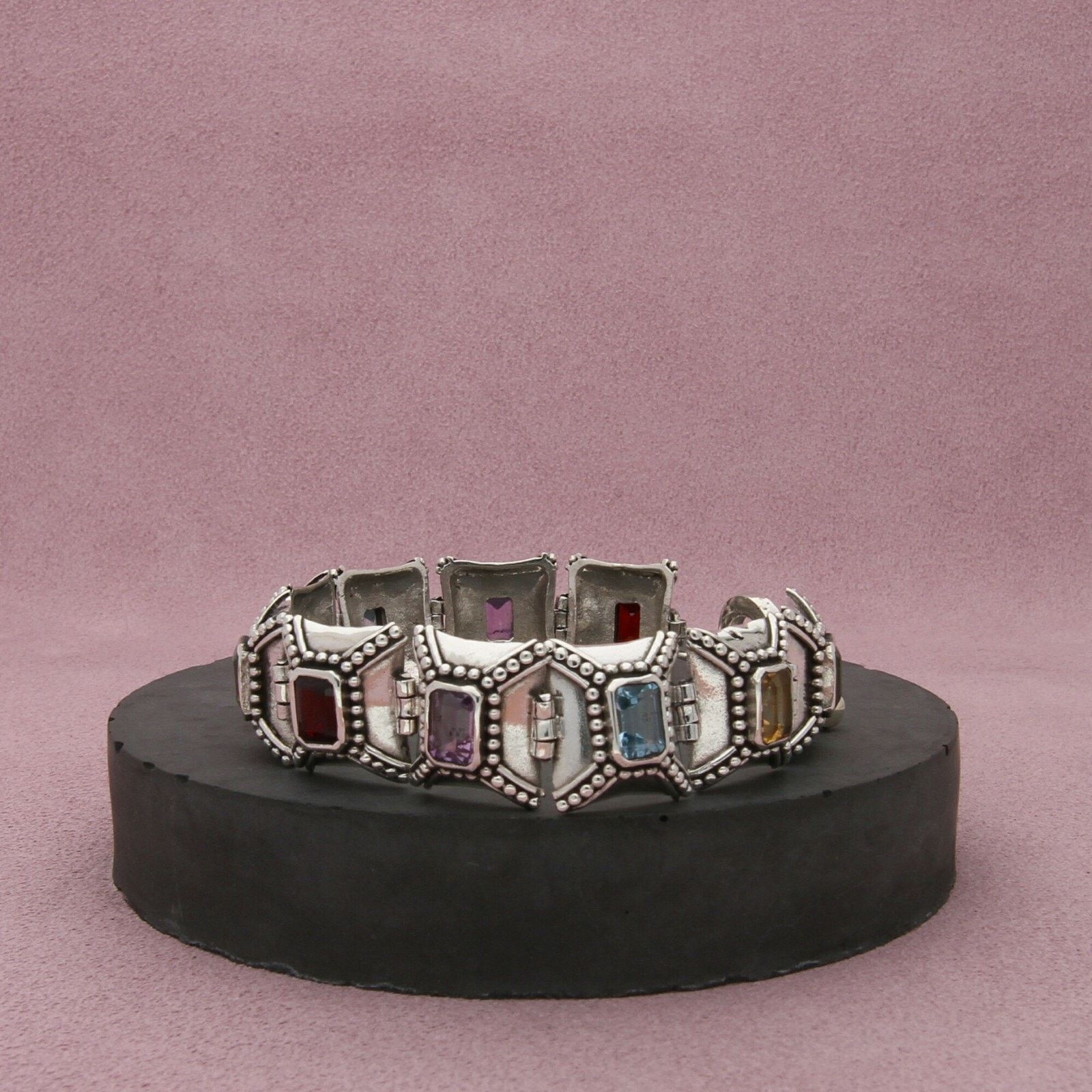Sterling Silver sterling silver garnet amethyst toggle bracelet size 6.75in Size ONE SIZE - 3 Thumbnail