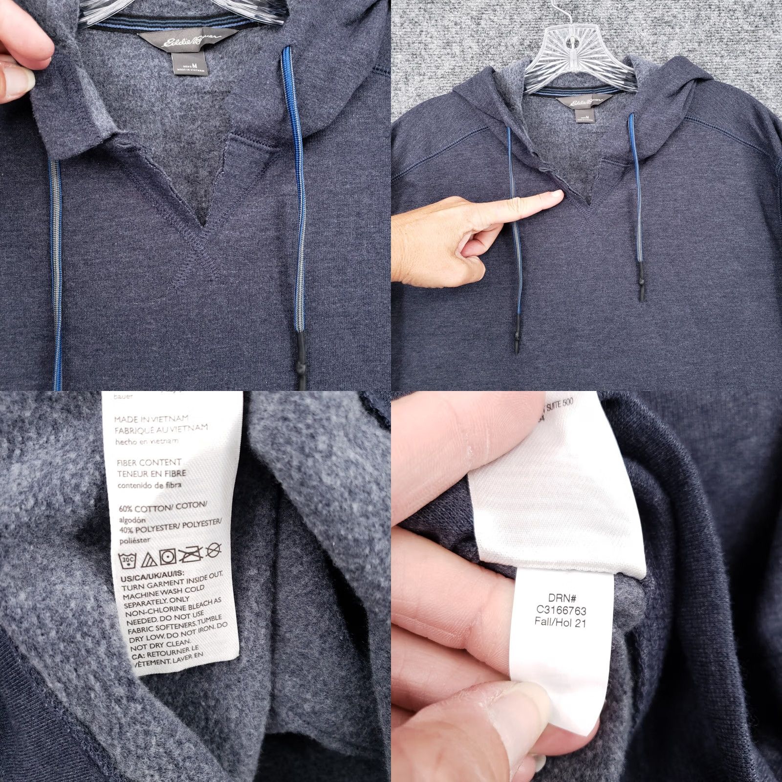 Eddie Bauer Eddie Bauer Hoodie Mens M Medium Gray Drawstring Pullover Fleece Sweatshirt Size US M / EU 48-50 / 2 - 8 Thumbnail