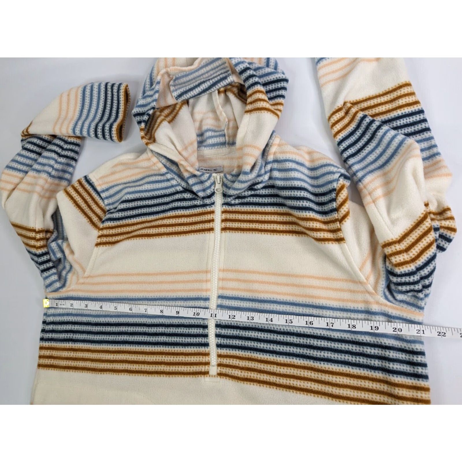 O'Neill VINTAGE O'Neill Hoodie Stripe Pullover Womens Medium Long Sleeve Half Zip Polar Fleece Size M / US 6-8 / IT 42-44 - 6 Thumbnail