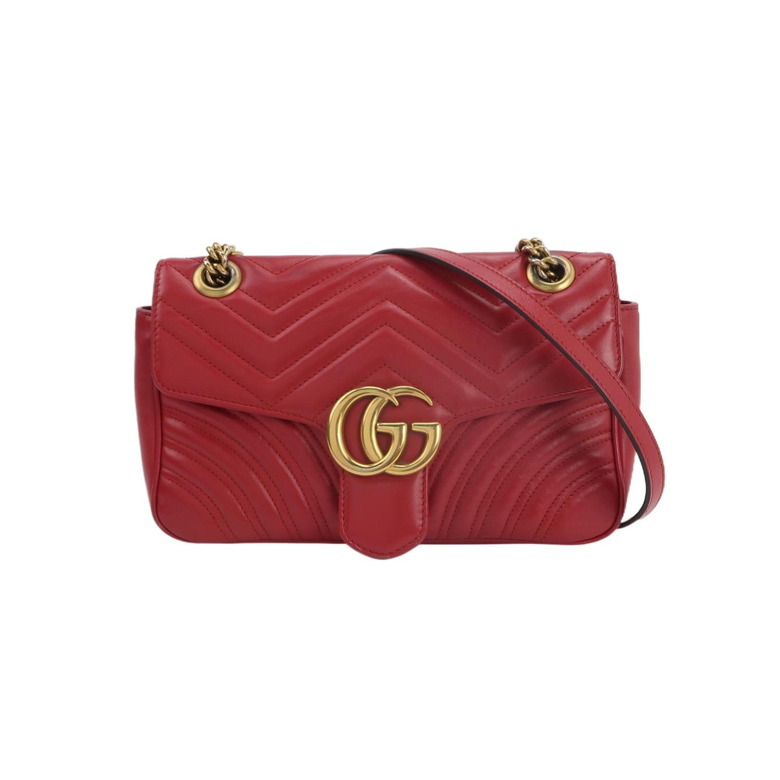 Gucci Gucci GG Marmont Red Leather Shoulder Bag One Size Size ONE SIZE - 1 Thumbnail
