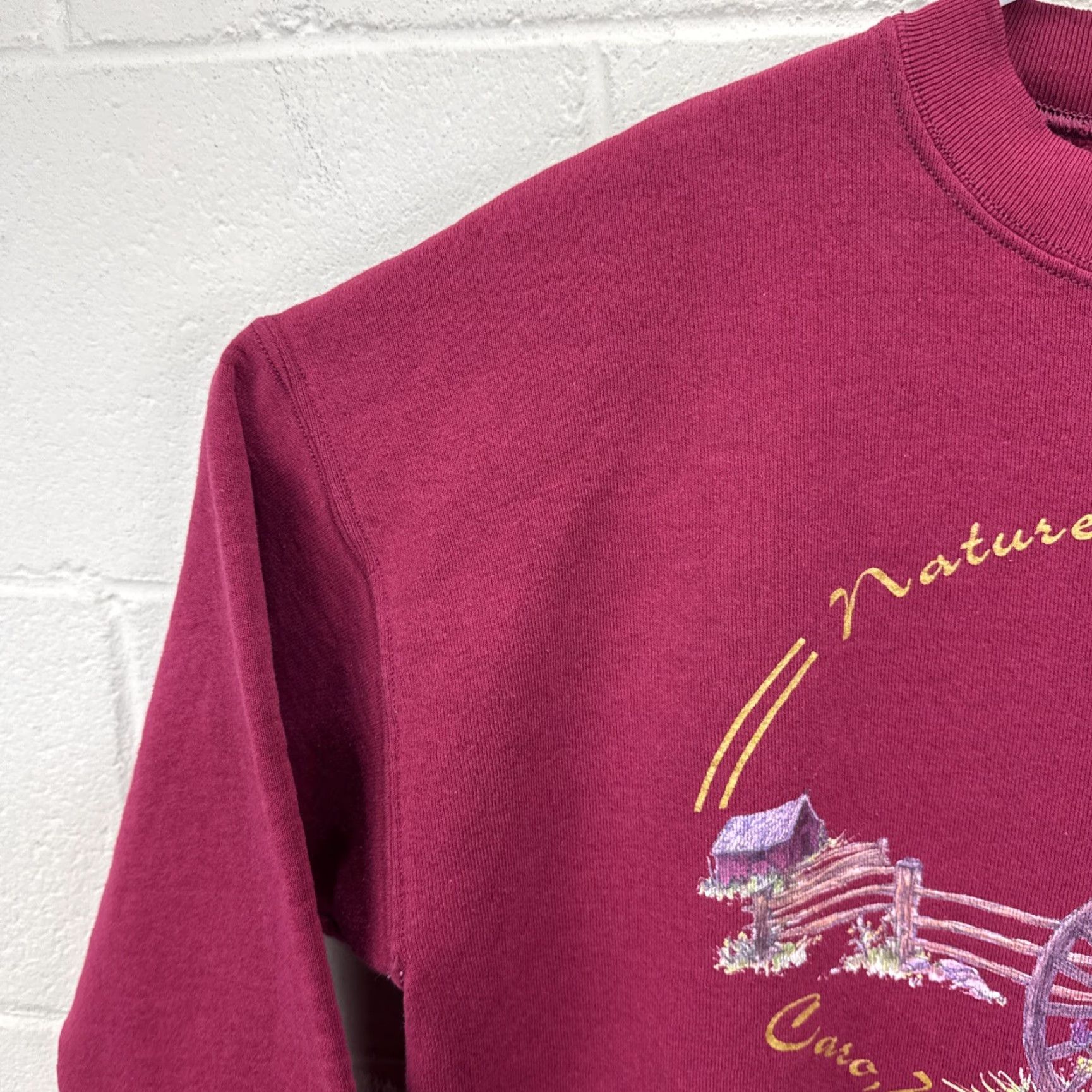 Fruit Of The Loom VINTAGE Fruit of the Loom Sweatshirt Crew Neck Large Red Michigan Barn Butterfly Graphic Print Unisex Adults 90s Grunge Fashion Size US L / EU 52-54 / 3 - 5 Thumbnail