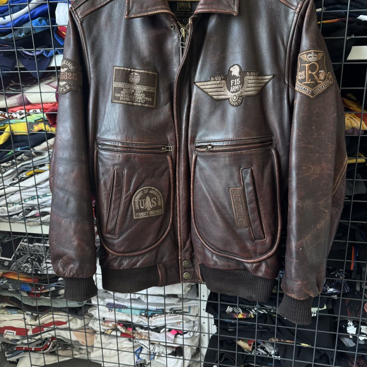 NFL Vintage Redskins Leather Bomber Jacket Size US L / EU 52-54 / 3 - 6 Thumbnail
