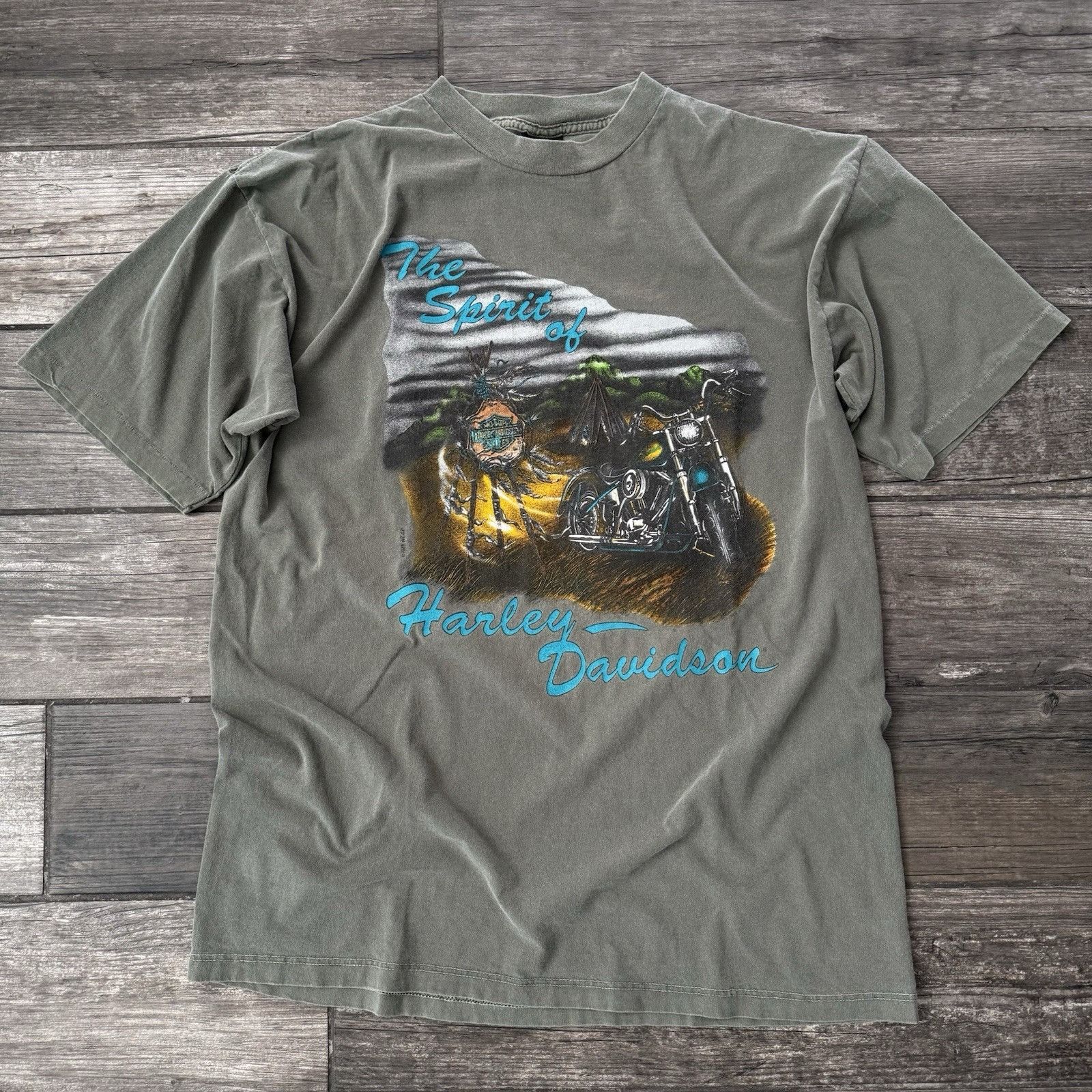 Harley Davidson VTG 90'S HARLEY-DAVIDSON MOTORCYCLES SPIRIT LAS VEGAS GREEN Size US L / EU 52-54 / 3 - 1 Thumbnail