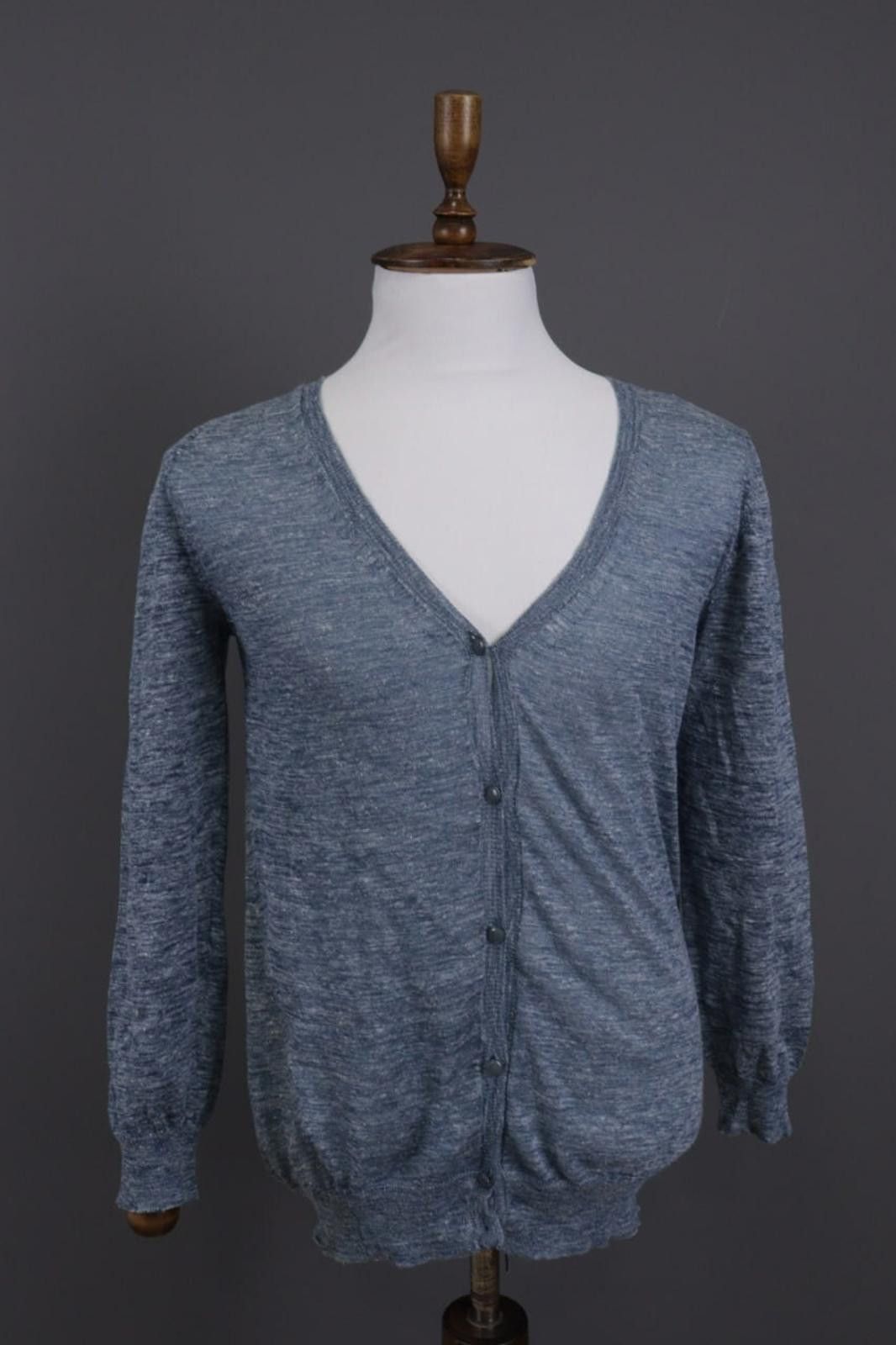 CLOSED Closed Blue Linen Knit Cardigan Sweater Size M Size US M / EU 48-50 / 2 - 1 Thumbnail