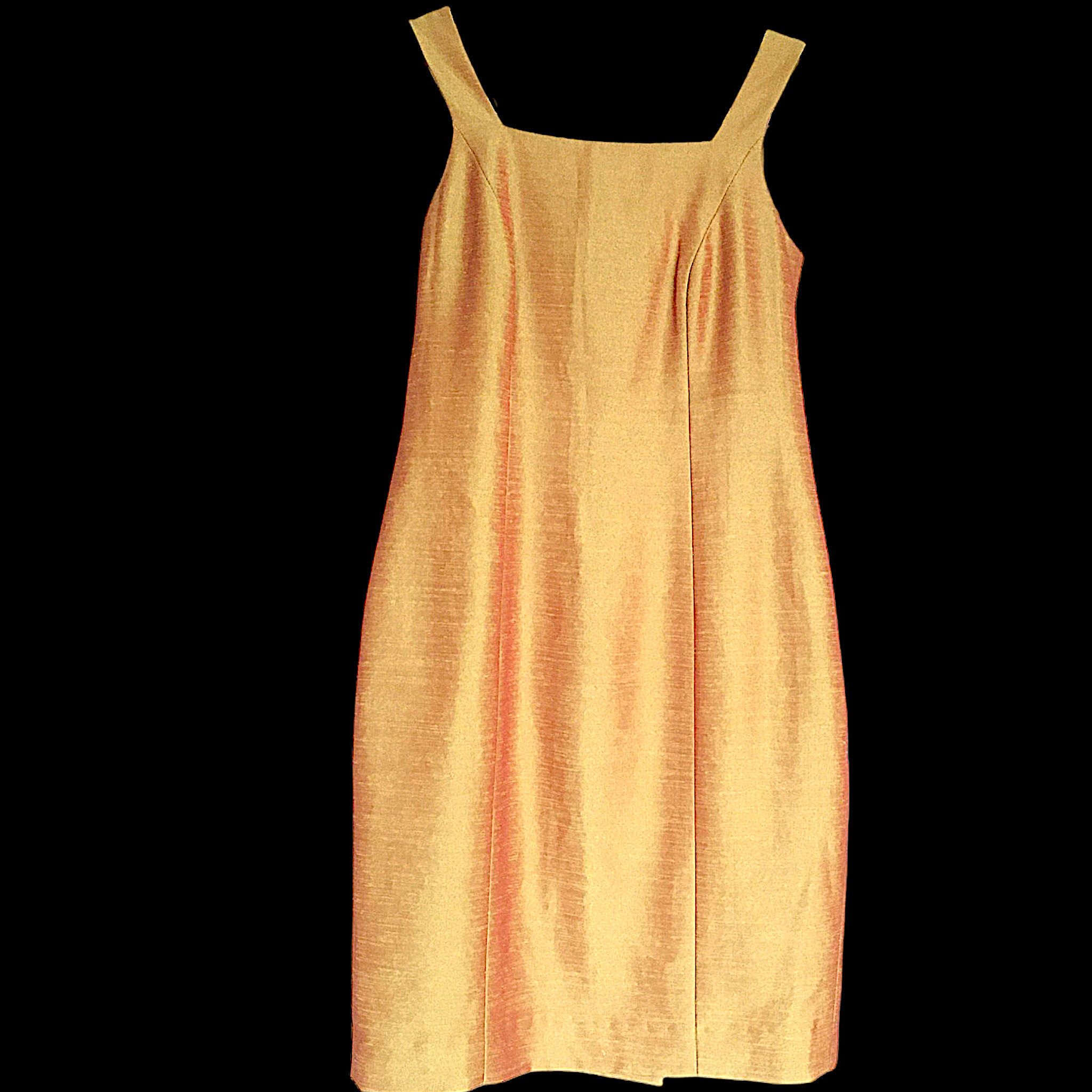 Vintage Vintage Silk Shantung Dress – Retro 1960s Design, Sheath Fit Size M / US 6-8 / IT 42-44 - 1 Thumbnail