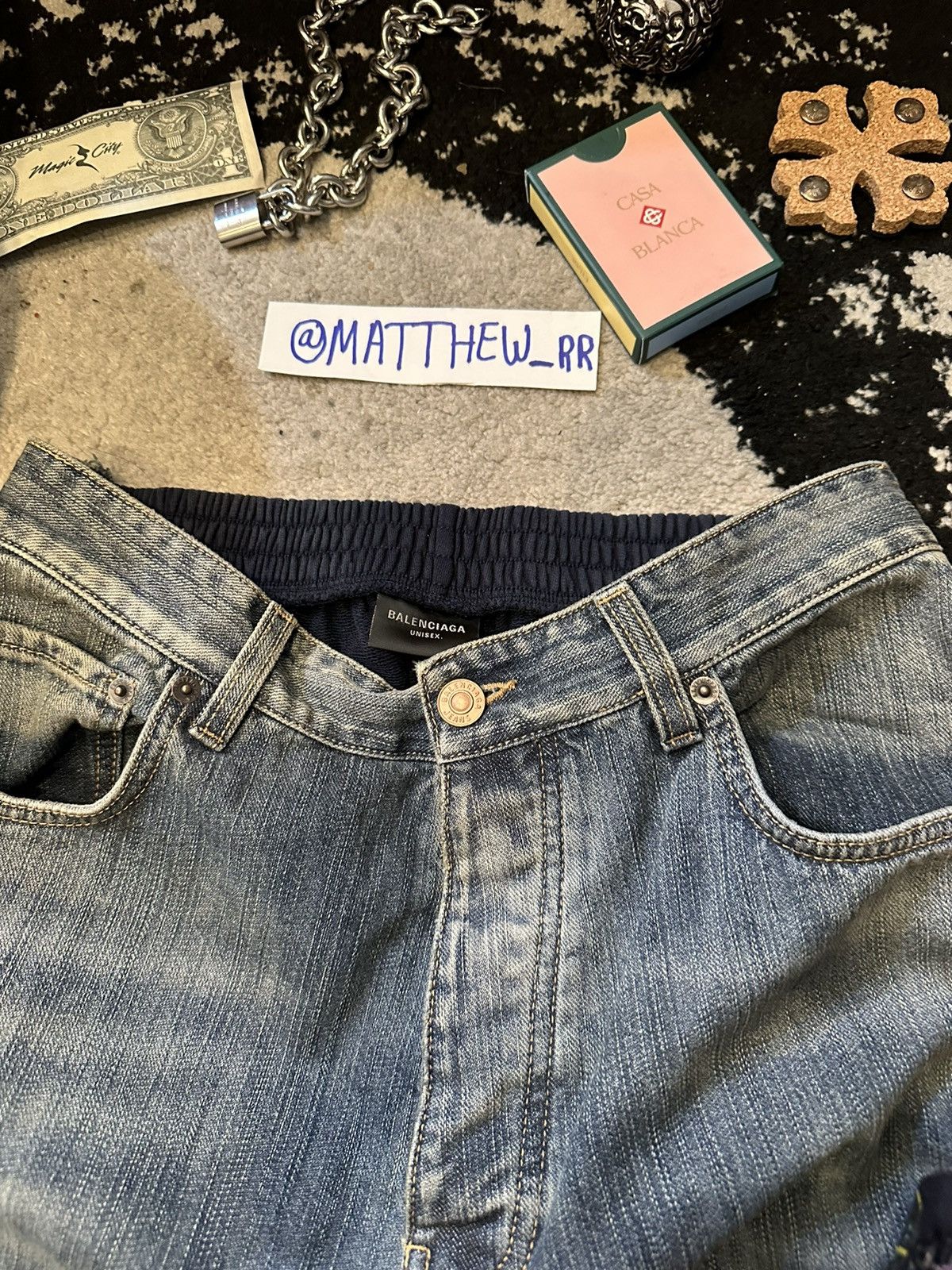 Balenciaga BALENCIAGA SS23 HYBRID DENIM NAVY SWEATPANTS Size US 32 / EU 48 - 5 Thumbnail
