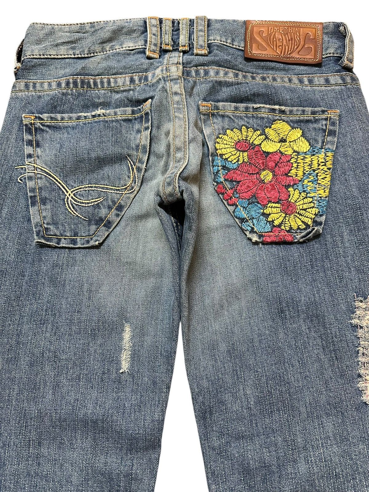 Edwin Vintage Japan Edwin Faded Wash Distress Wide Leg Flare Jeans Size 29" - 5 Thumbnail