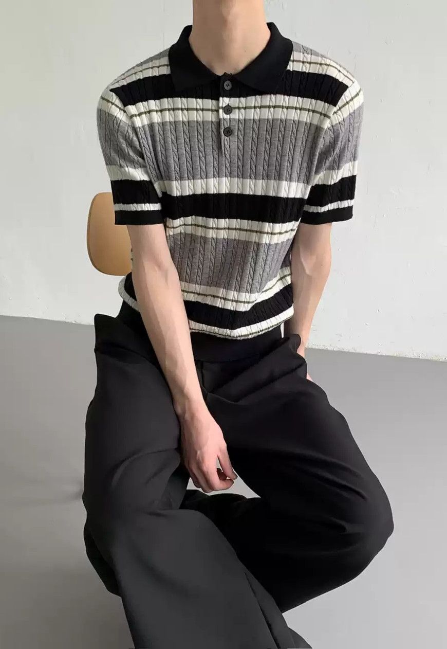 Other Men's Vintage Stripe Knit Polo Size US M / EU 48-50 / 2 - 2 Thumbnail
