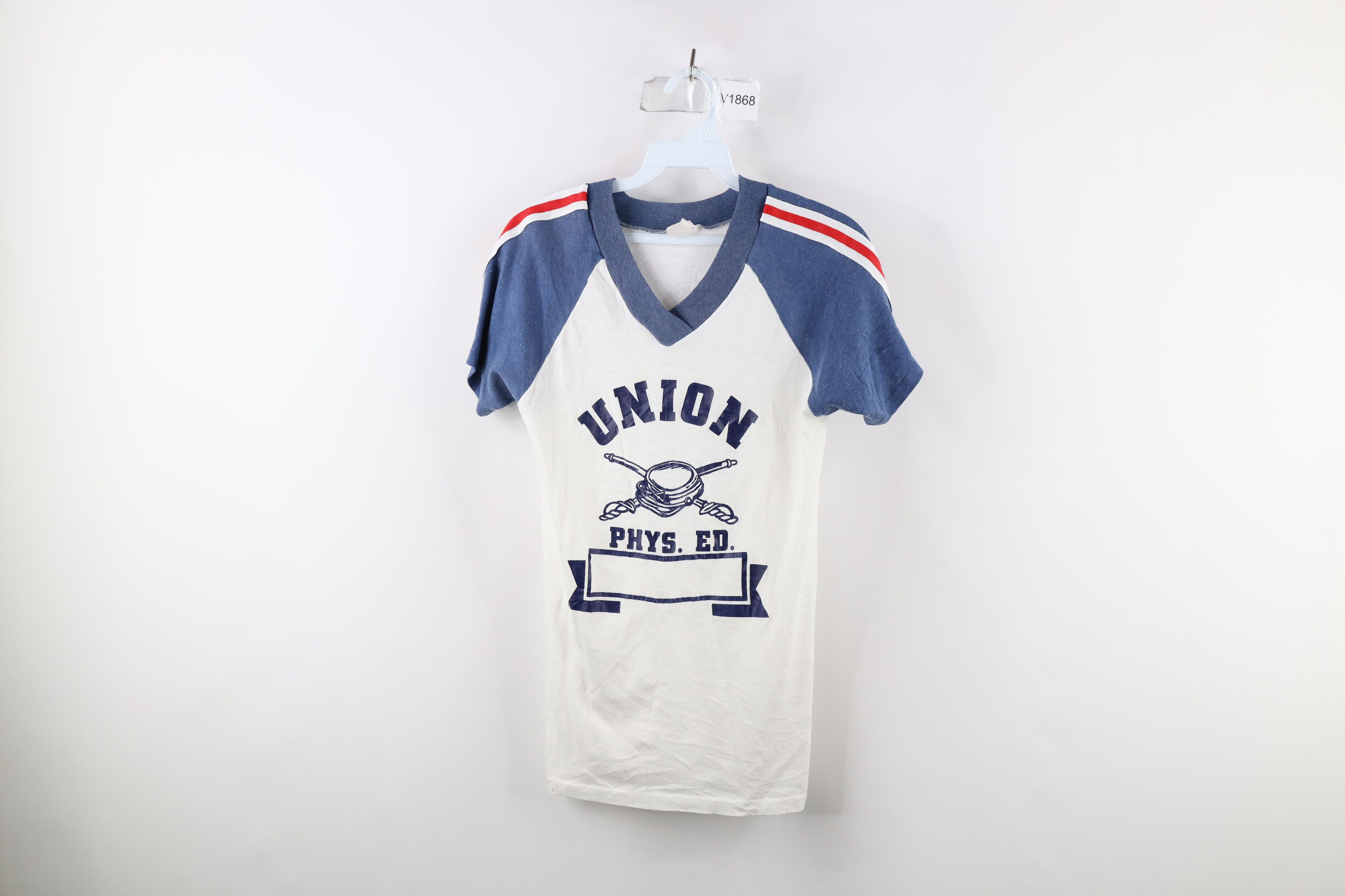 Vintage 70s Out Striped Union Physical Education T-Shirt USA