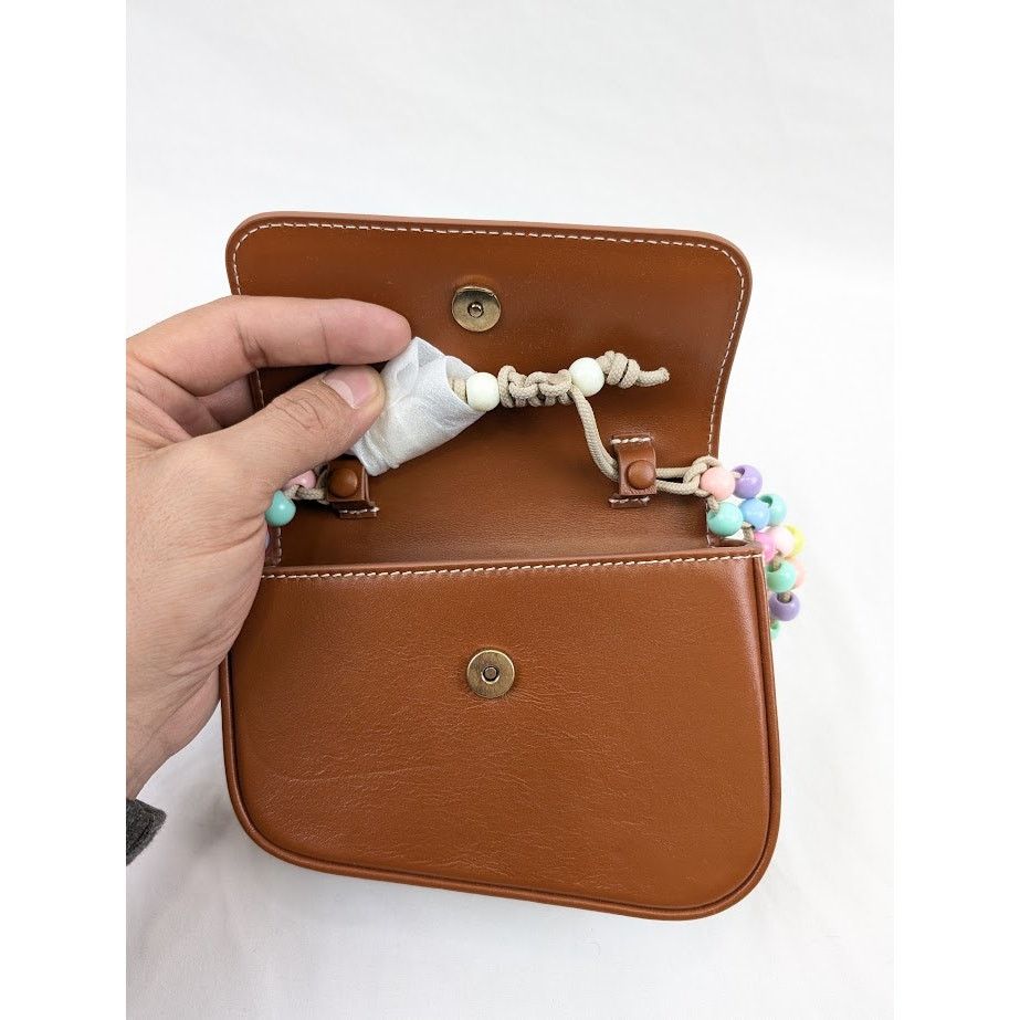 Palm Angels o1rshd1 Q: 2/Size: OS / Beads Strap Crash Bag in Brown/White Size ONE SIZE - 12 Thumbnail