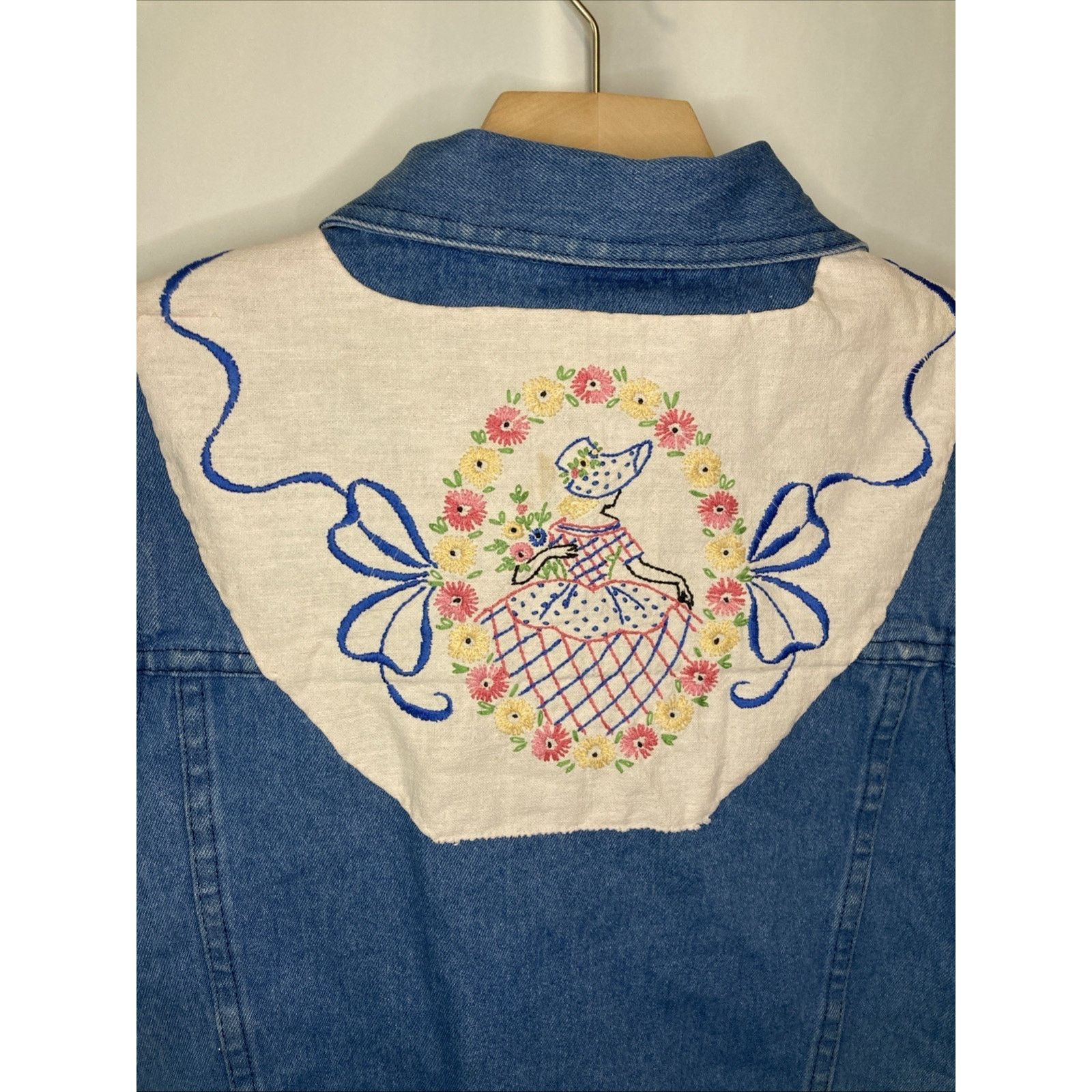 Other Vintage 90s Large Granny Cottagecore Prairie Denim Vest Size L / US 10 / IT 46 - 9 Thumbnail