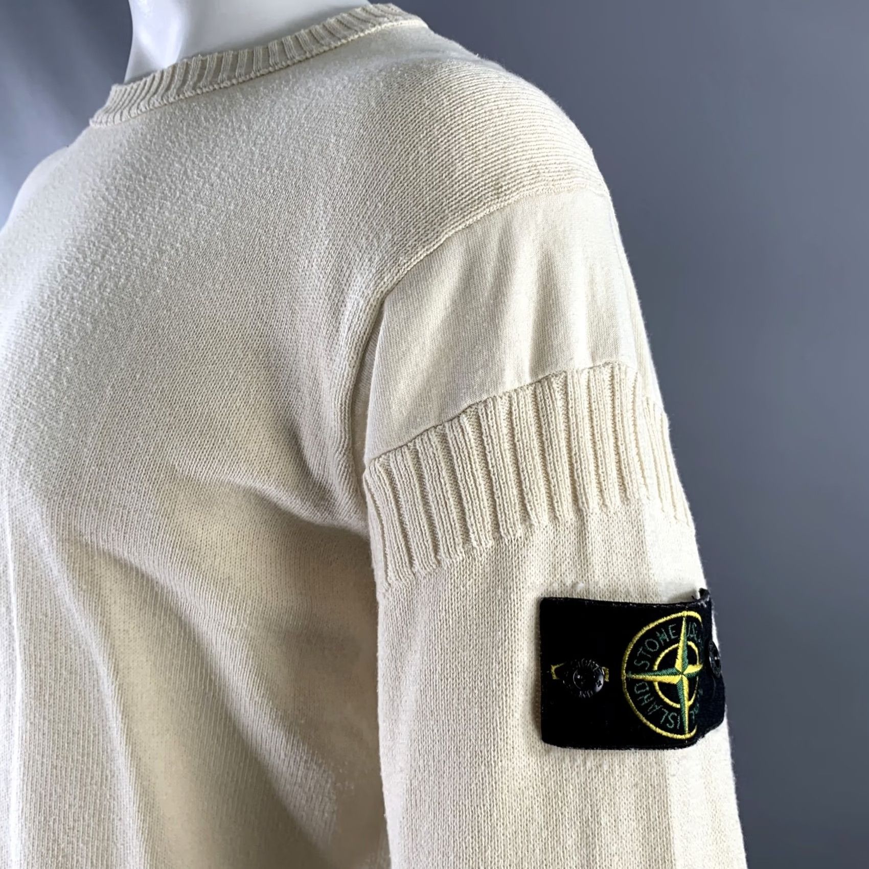 Stone Island STONE ISLAND Pullover Knitted Cotton Ribbed Cream Size XL Size US XL / EU 56 / 4 - 2 Thumbnail