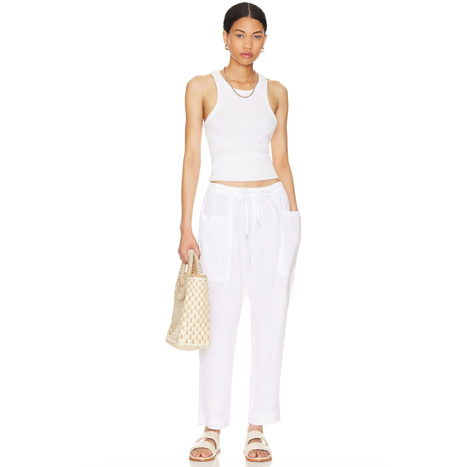 Splendid Splendid Gia White Drawstring Pants Size 27" / US 4 / IT 40 - 2 Thumbnail