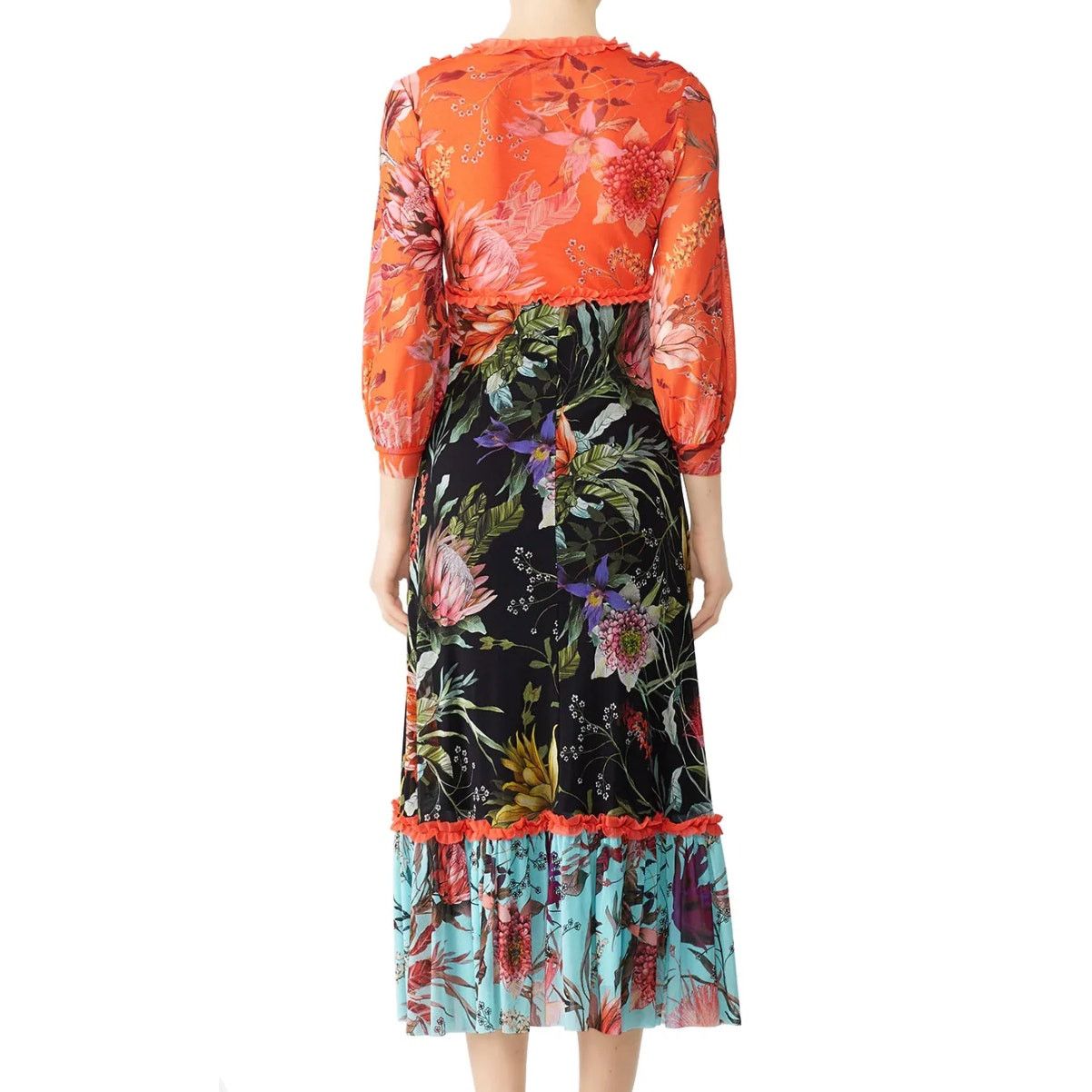 FUZZI FUZZI Floral Patchwork Midi Dress in Multi, Size XS Size XS / US 0-2 / IT 36-38 - 3 Thumbnail