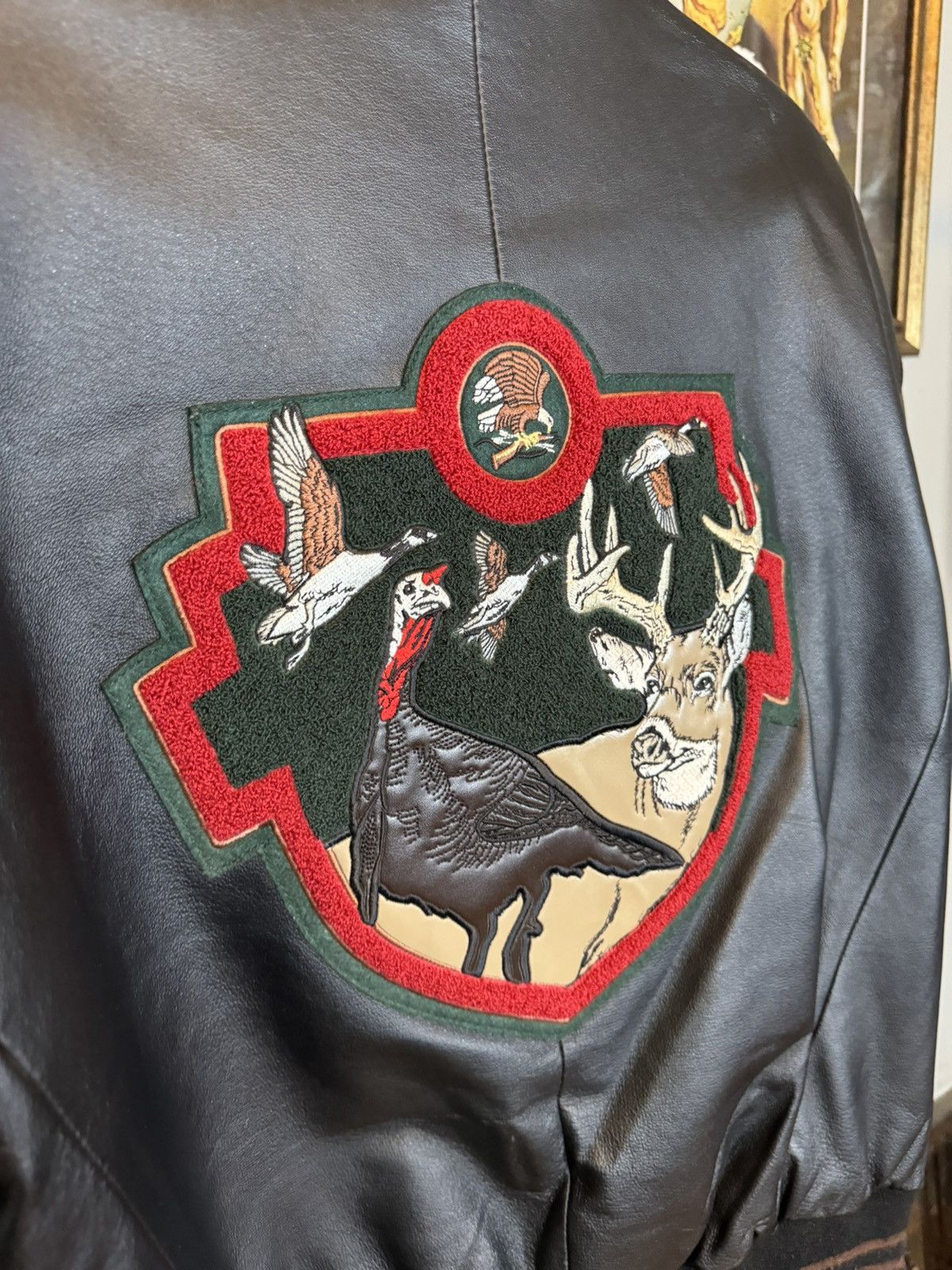 Vintage Vtg North American Hunting Club Life Leather Varsity Jacket Size US L / EU 52-54 / 3 - 8 Thumbnail