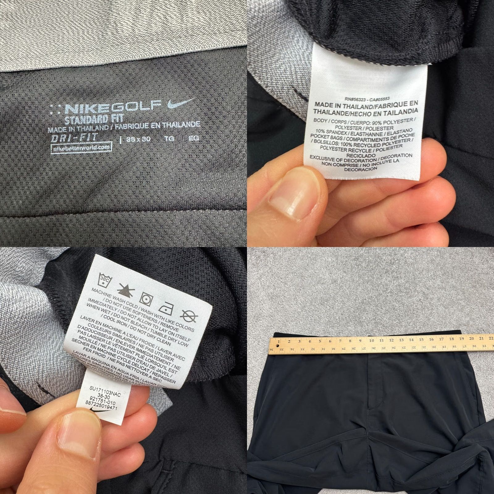 Nike Nike Golf Dri-Fit Pants Mens 38x30 Black Stretch Performance Active Regular Straight Garment Care Machine Washable Pockets Size US 38 / EU 54 - 8 Thumbnail