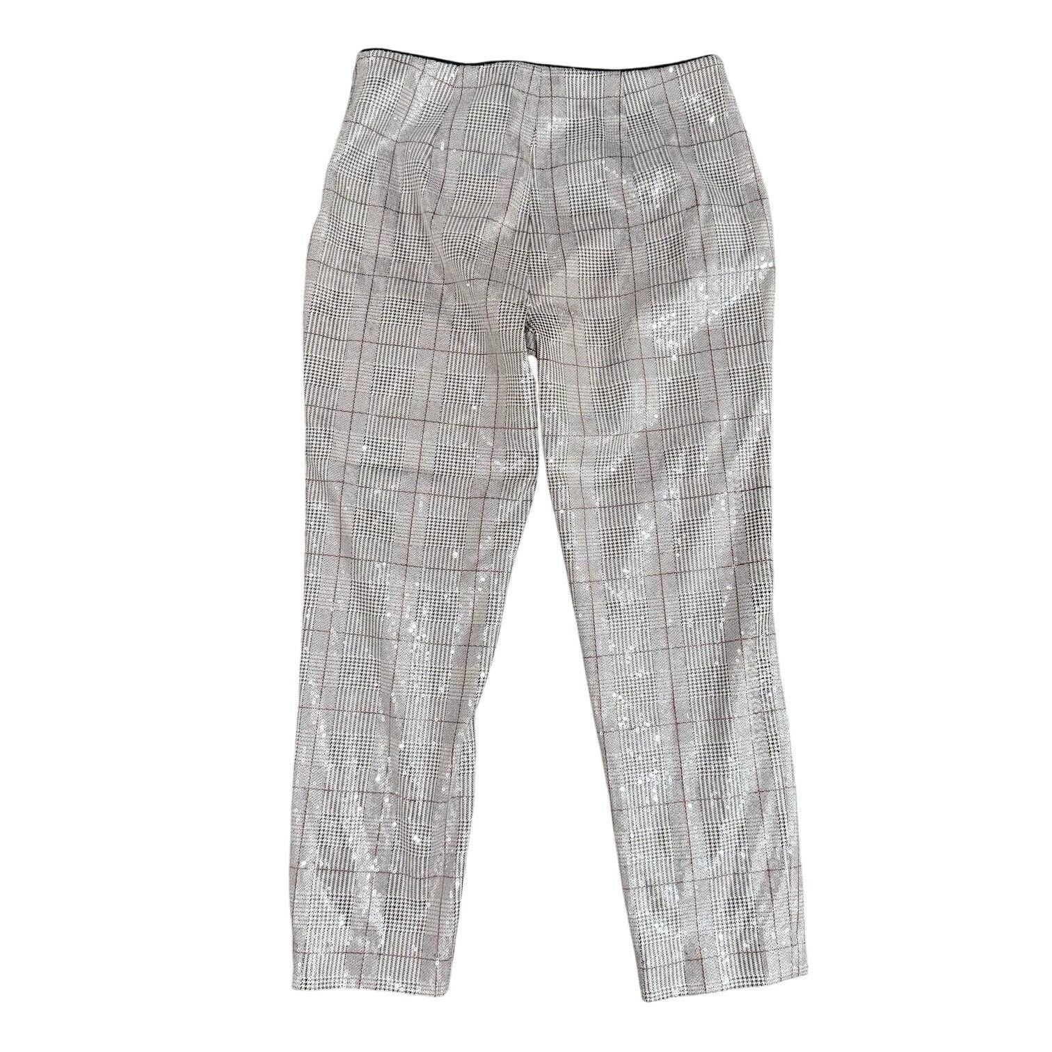 Badgley Mischka Badgley Mischka Sequin Plaid Slim Ankle Pants, Size US 10 Size 32" / US 10 / IT 46 - 8 Thumbnail