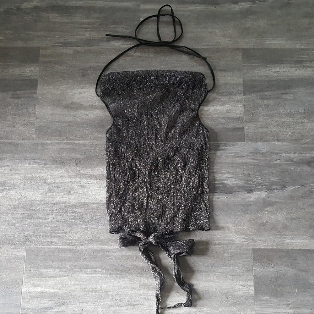 Designer Black Shimmer Detailed Seductive Sheer Slip Size ONE SIZE - 1 Thumbnail